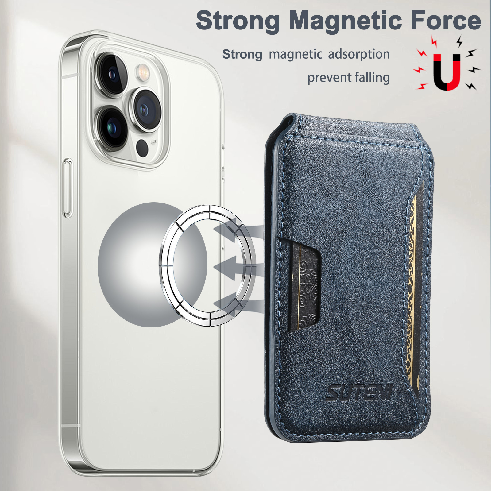 SUTENI S3 Mobile Phone Wallet Stand Magnet Flip Pocket Card Storage Luxury Faux Leather Bag Wallet