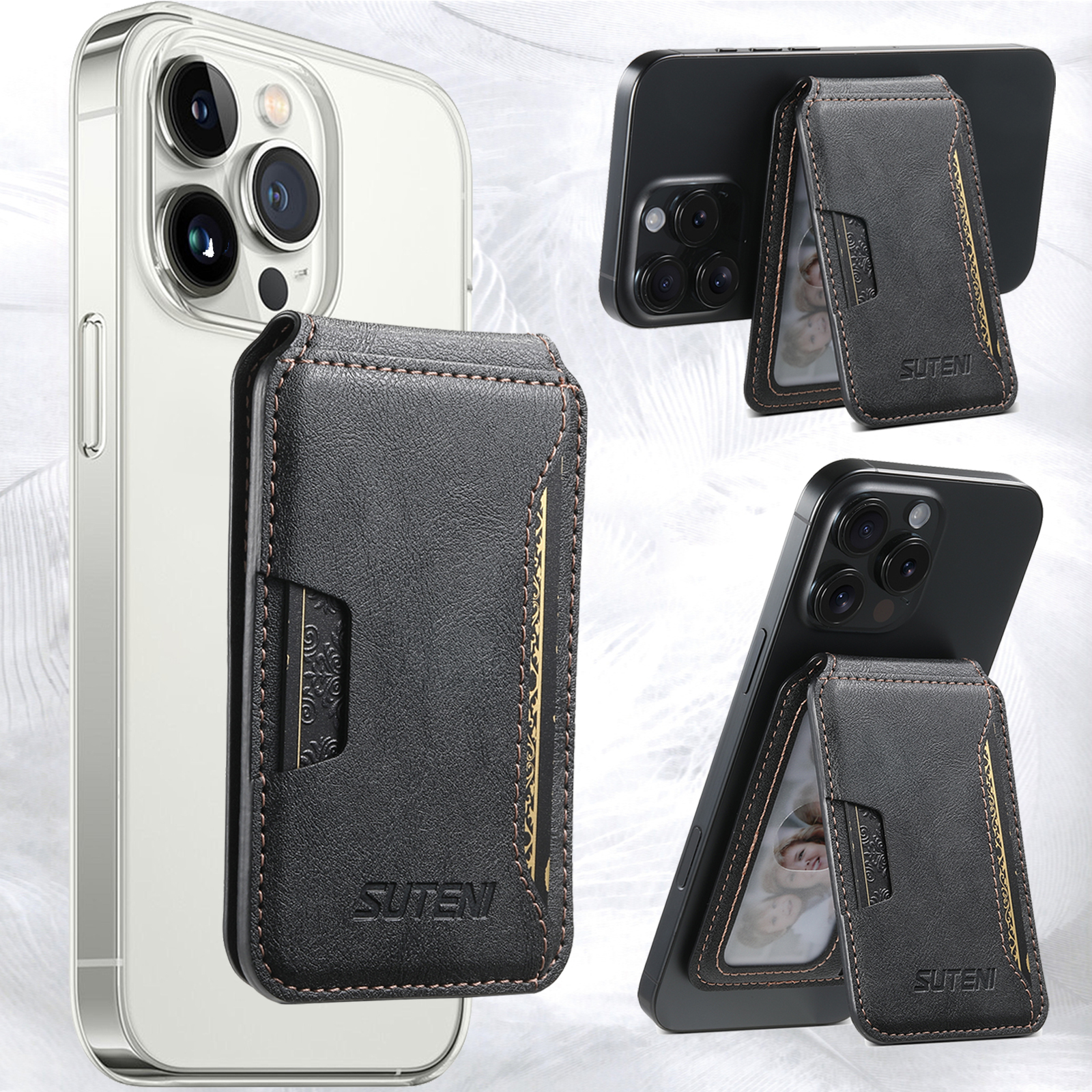 SUTENI S3 Mobile Phone Wallet Stand Magnet Flip Pocket Card Storage Luxury Faux Leather Bag Wallet