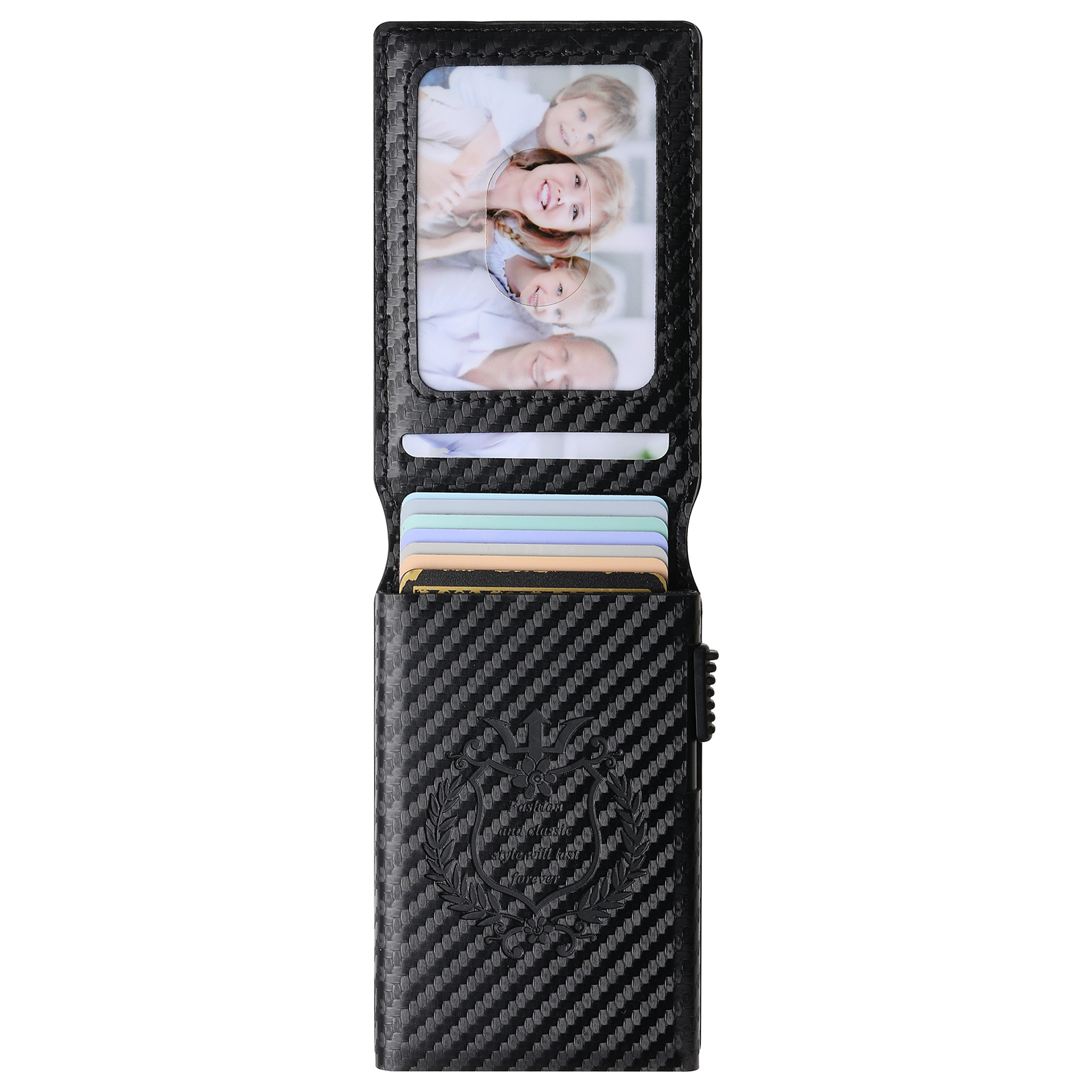 SUTENI KH6TXW Card Slot Wallet Flip Cover Faux Leather Card Box Pressing The Button Automatically Ejects The Card