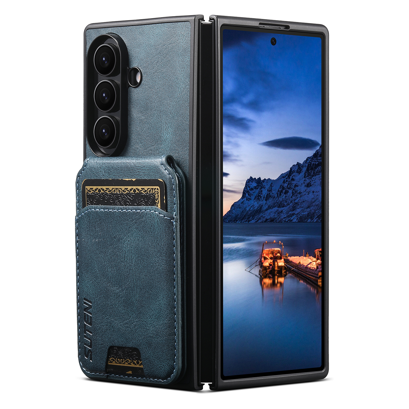 SUTENI H02YL Luxury Faux Leather Oil Wax Smooth Surface Phone Case Card Holder Stand For Samsung Galaxy Z Fold 8 Ultra 7 6 5