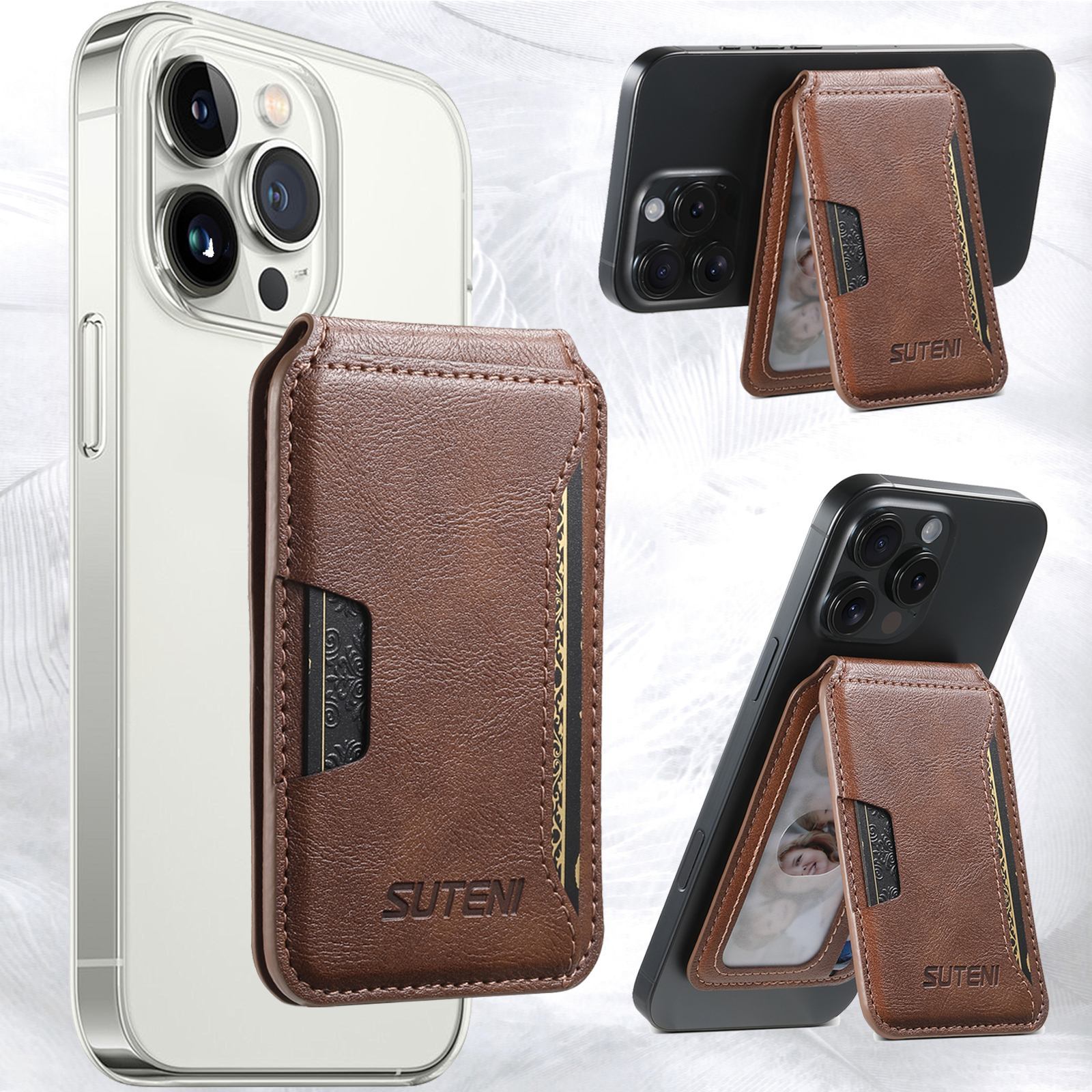 SUTENI S3 Mobile Phone Wallet Stand Magnet Flip Pocket Card Storage Luxury Faux Leather Bag Wallet