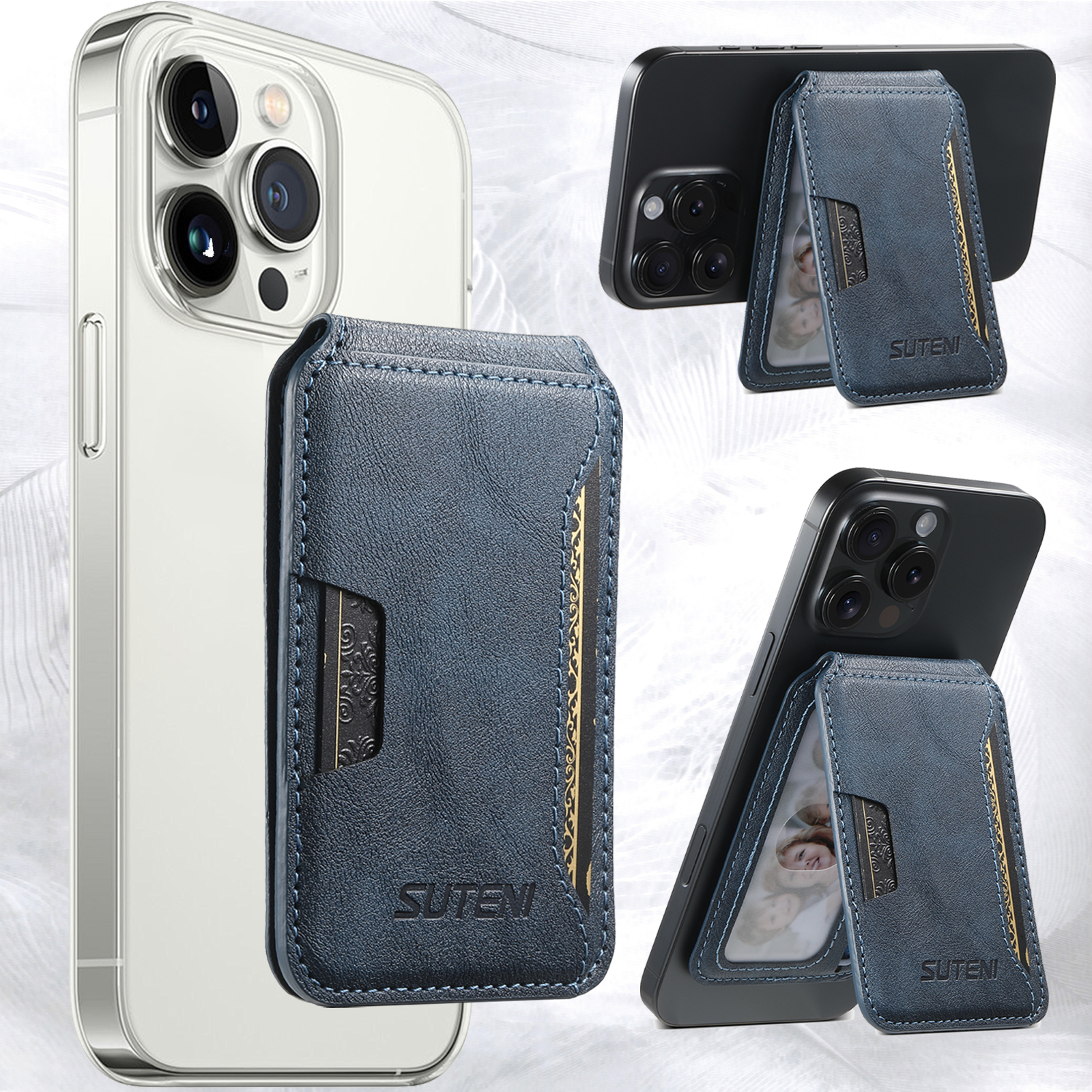 SUTENI S3 Mobile Phone Wallet Stand Magnet Flip Pocket Card Storage Luxury Faux Leather Bag Wallet