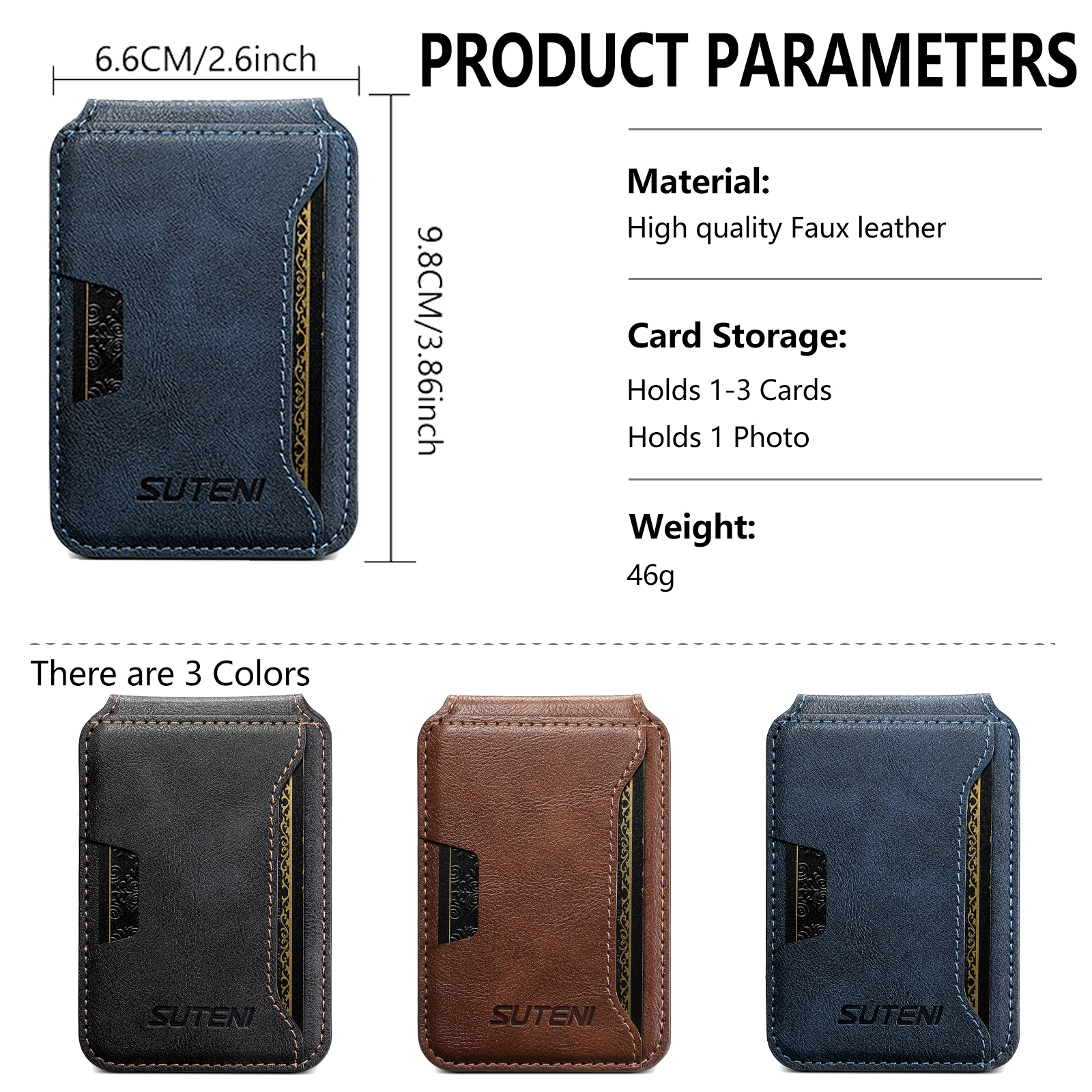 SUTENI S3 Mobile Phone Wallet Stand Magnet Flip Pocket Card Storage Luxury Faux Leather Bag Wallet
