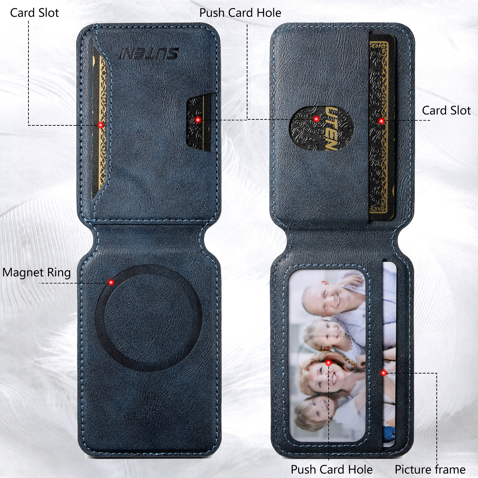 SUTENI S3 Mobile Phone Wallet Stand Magnet Flip Pocket Card Storage Luxury Faux Leather Bag Wallet