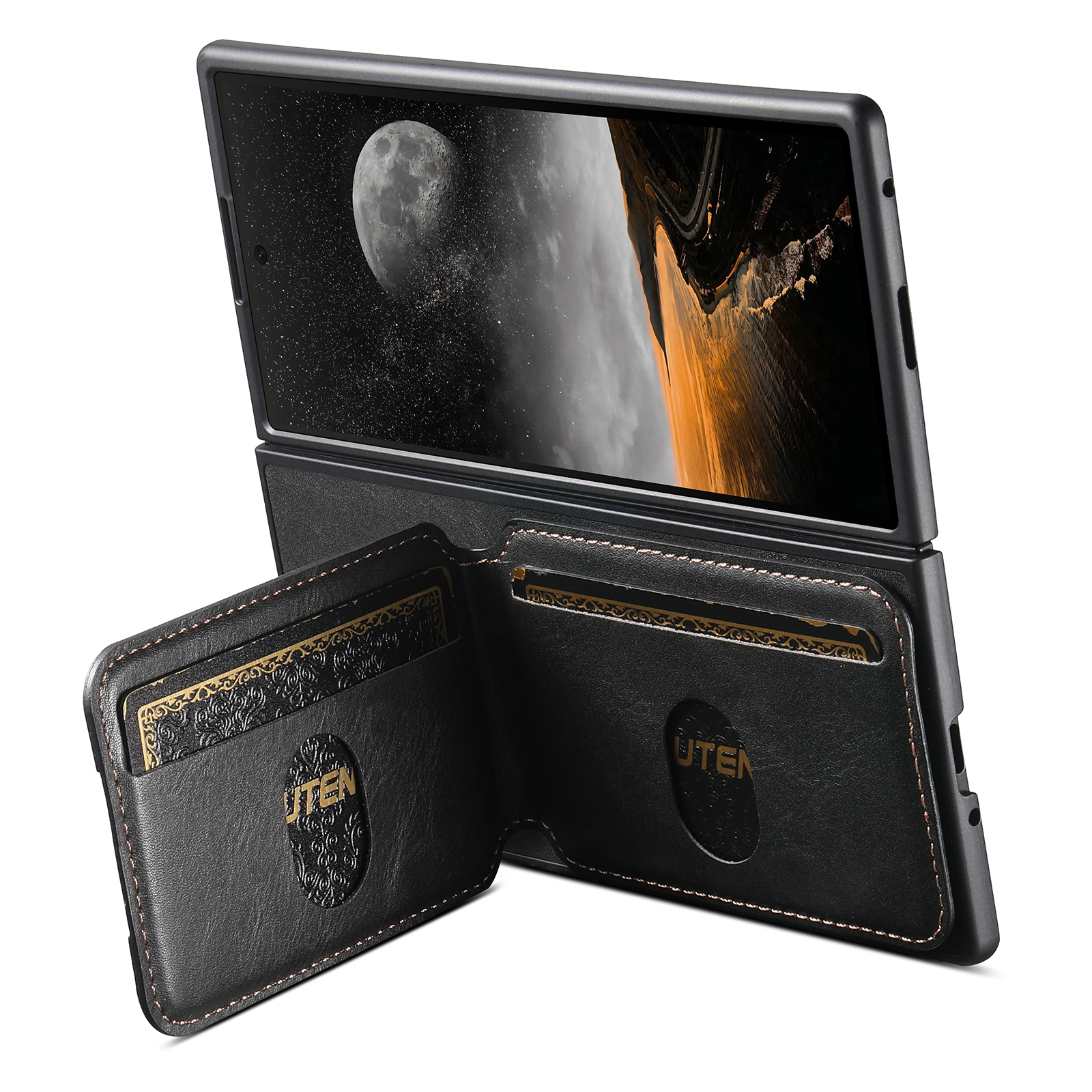 SUTENI H02YL Luxury Faux Leather Oil Wax Smooth Surface Phone Case Card Holder Stand For Samsung Galaxy Z Fold 7 6 5