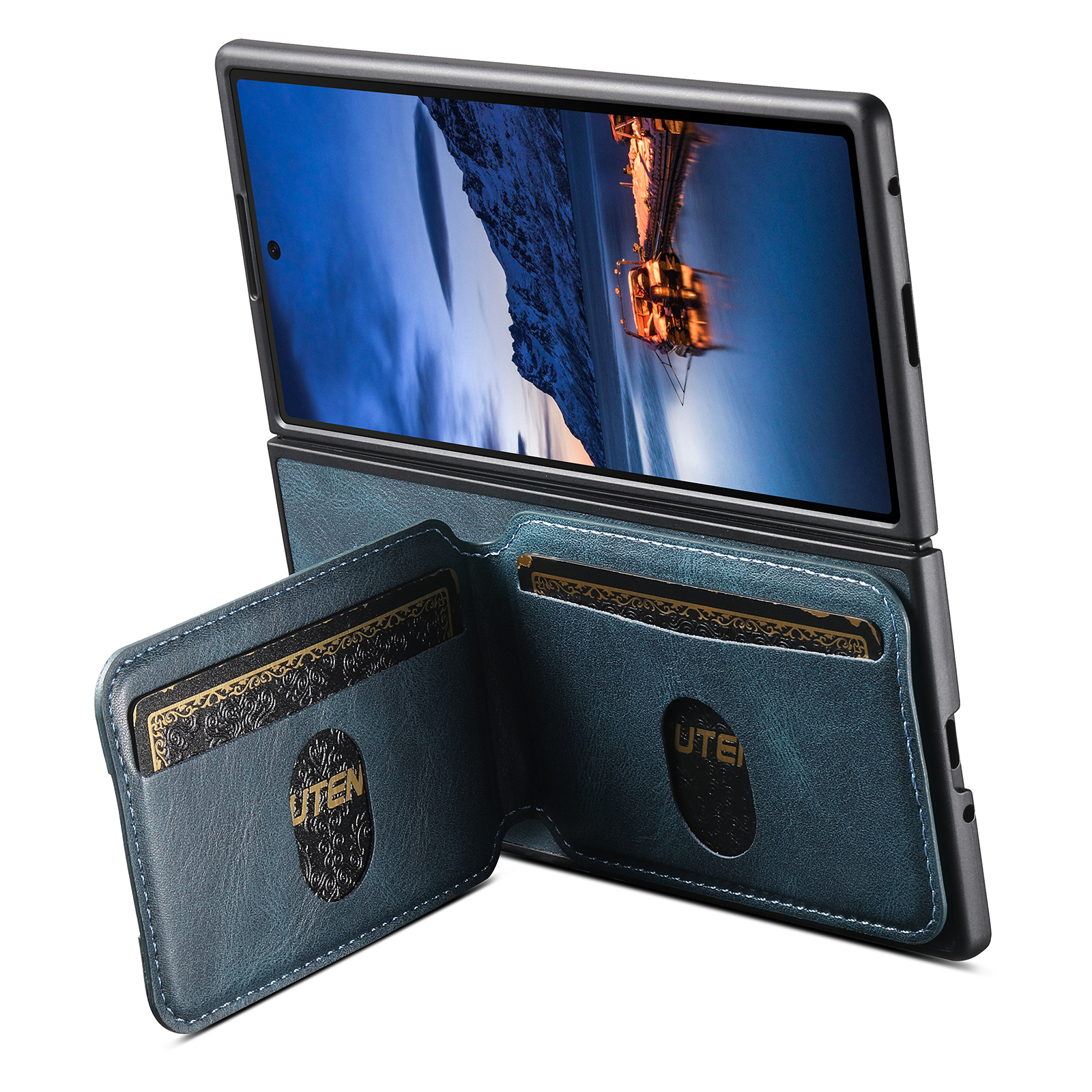 SUTENI H02YL Luxury Faux Leather Oil Wax Smooth Surface Phone Case Card Holder Stand For Samsung Galaxy Z Fold 8 Ultra 7 6 5
