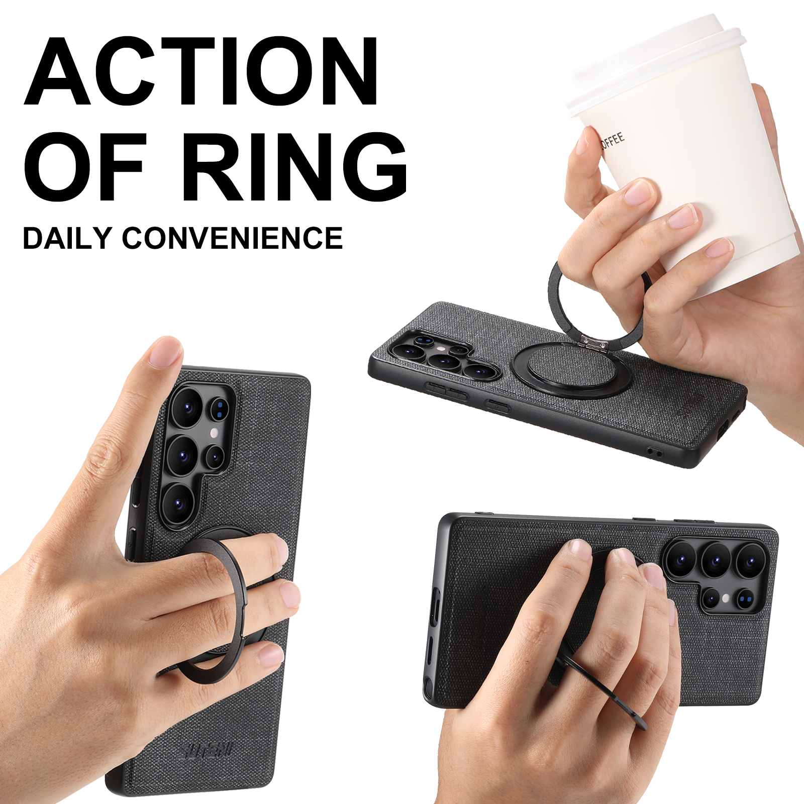 SUTENI G3NZ Magnet Wireless Charging Phone Case Faux Leather 360° Rotating Stand Ring Buckle Frosted Feel For Samsung Galaxy S26Ultra S25 S24 S23 S22