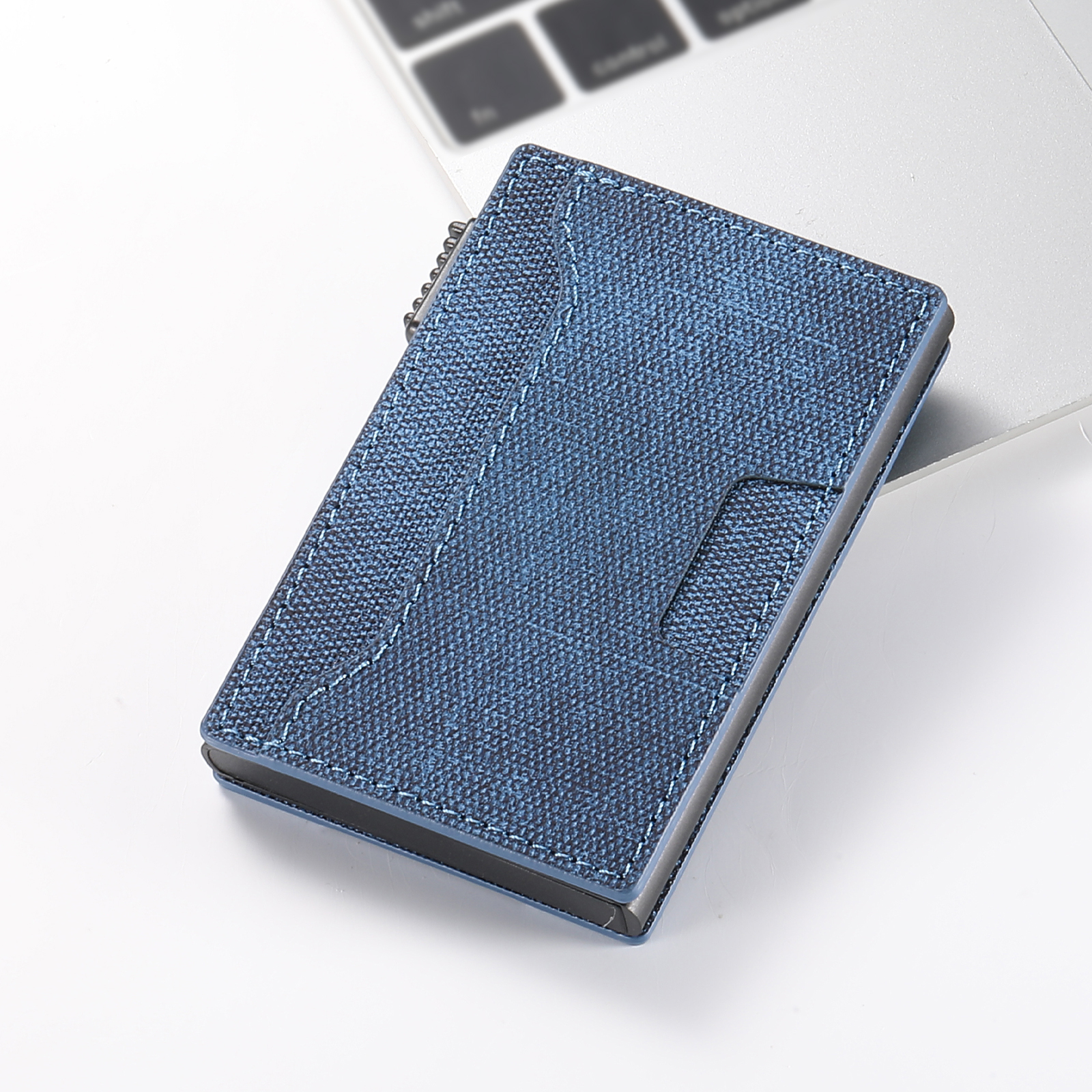 SUTENI KH5NZ Card Slot Wallet Faux Leather Card Box Pressing The Button Automatically Ejects The Card