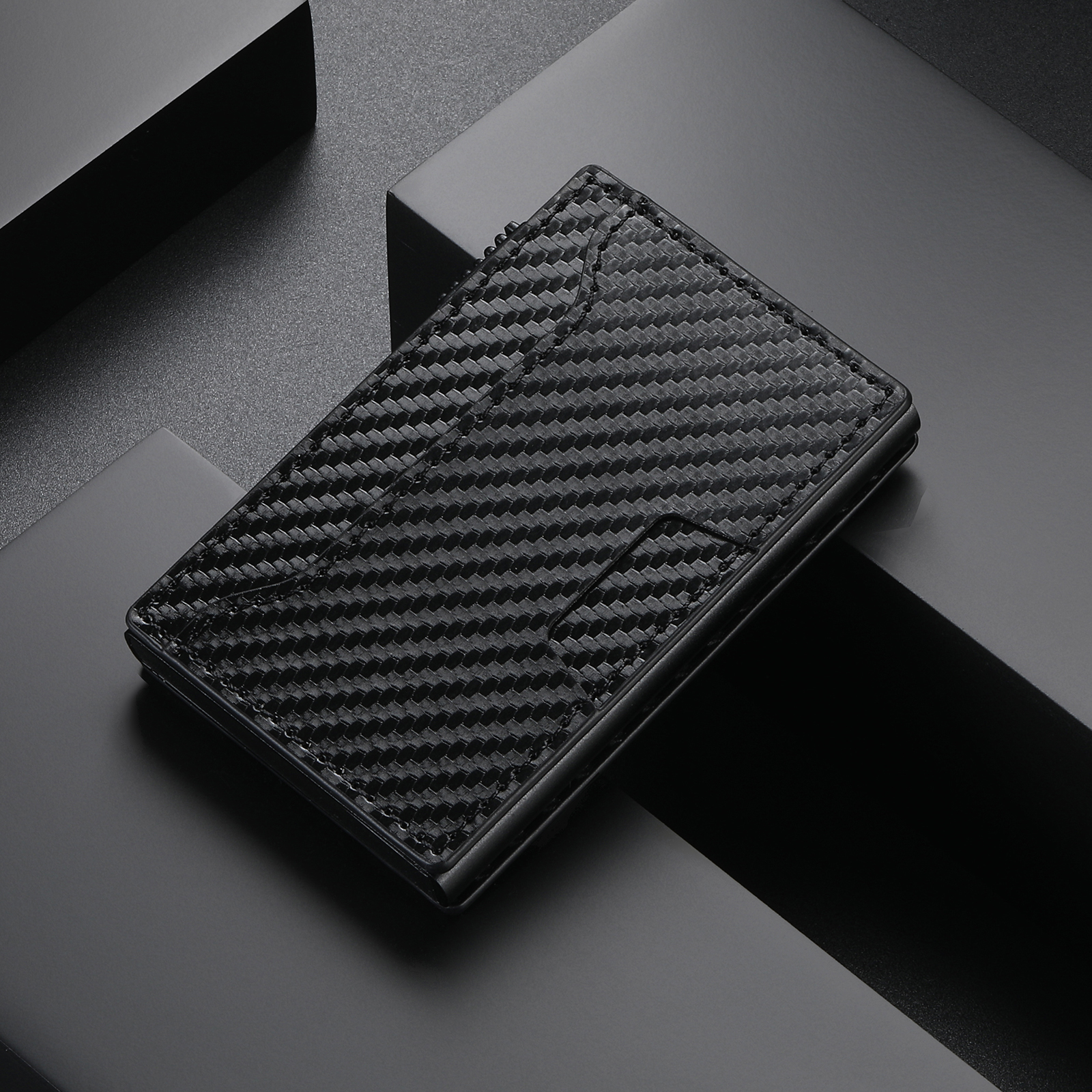 SUTENI KH5TXW Card Slot Wallet Faux Leather Card Box Pressing The Button Automatically Ejects The Card