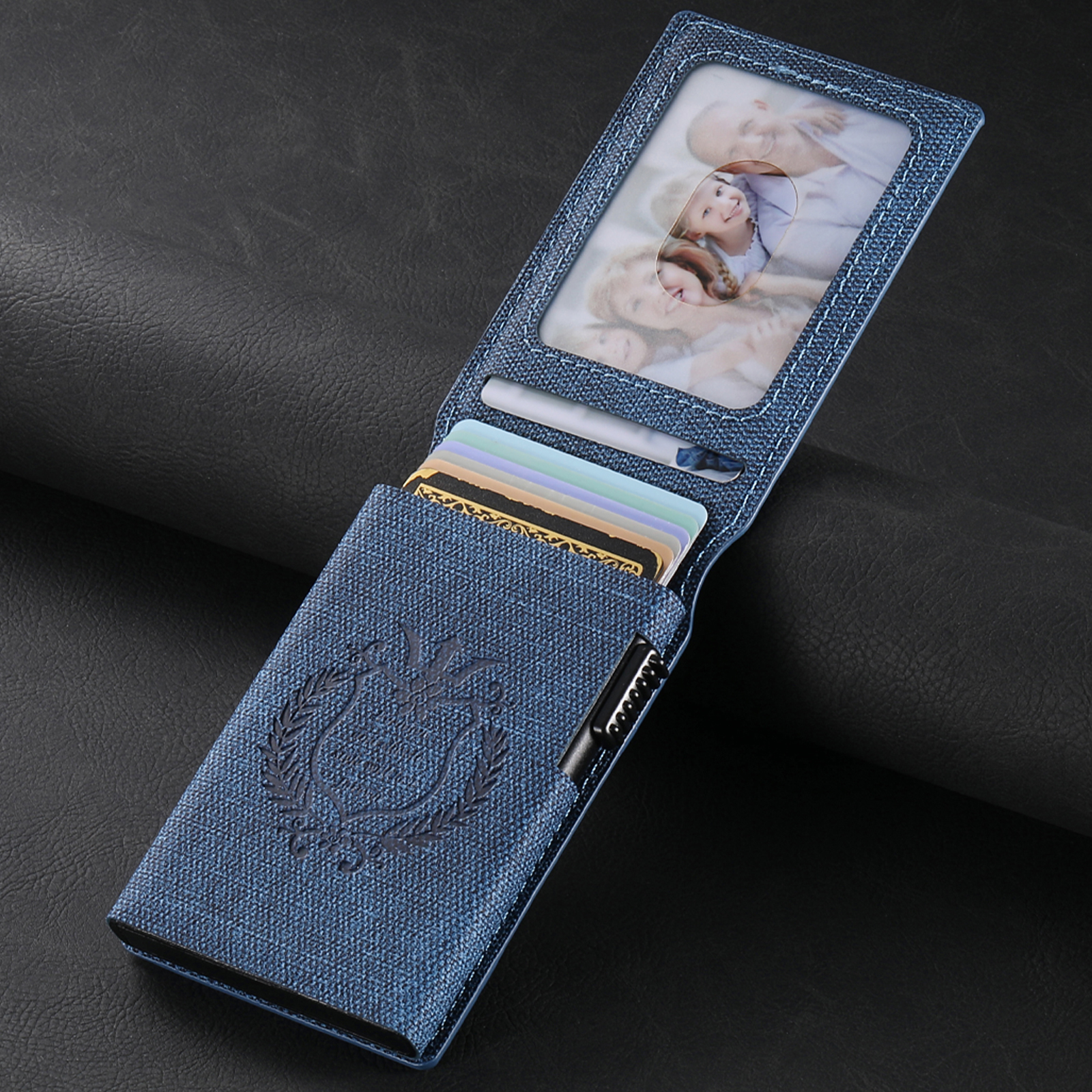 SUTENI KH6NZ Card Slot Wallet Flip Cover Faux Leather Card Box Pressing The Button Automatically Ejects The Card