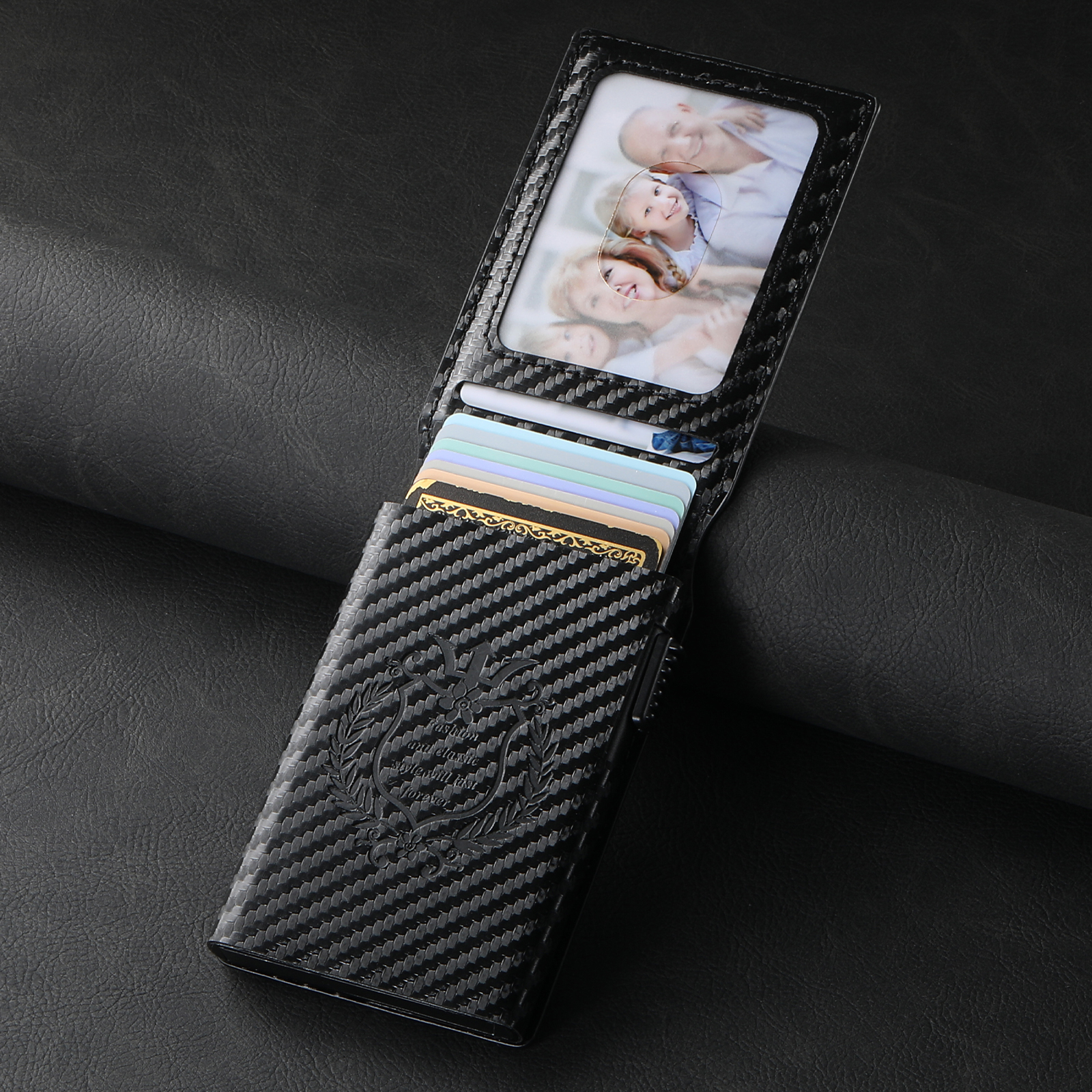 SUTENI KH6TXW Card Slot Wallet Flip Cover Faux Leather Card Box Pressing The Button Automatically Ejects The Card