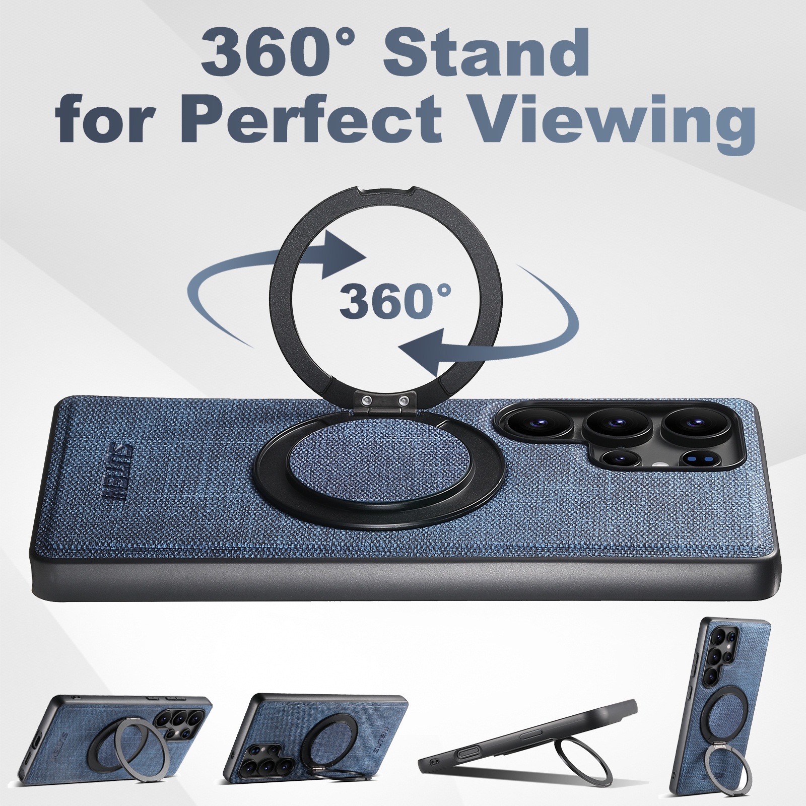 SUTENI G3NZ Magnet Wireless Charging Phone Case Faux Leather 360° Rotating Stand Ring Buckle Frosted Feel For Samsung Galaxy S26Ultra S25 S24 S23 S22