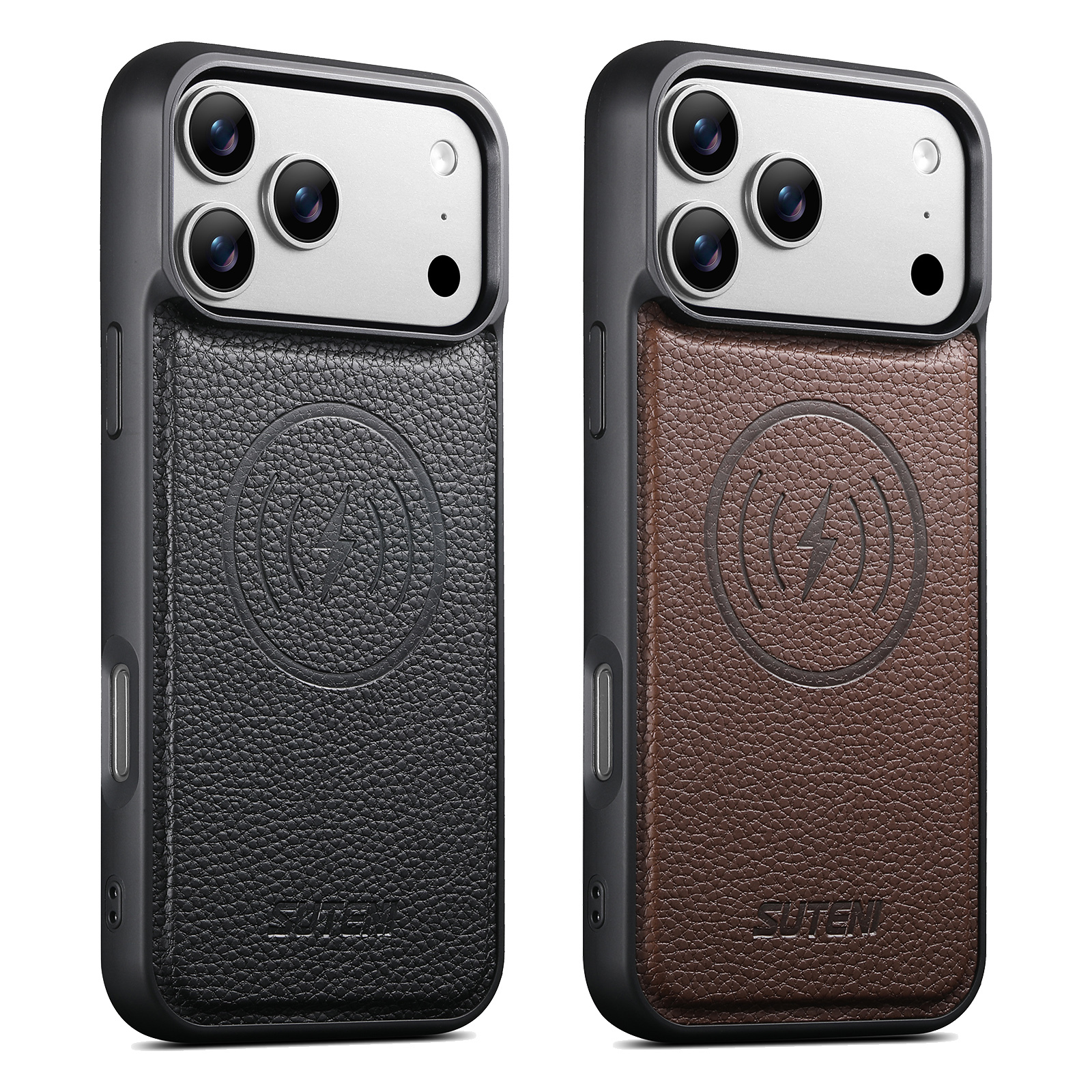 SUTENI G5DLZ Frosted Feel Faux Leather Magnet Wireless Charging Phone Case For iPhone 17 Pro Max 16 15 14 13