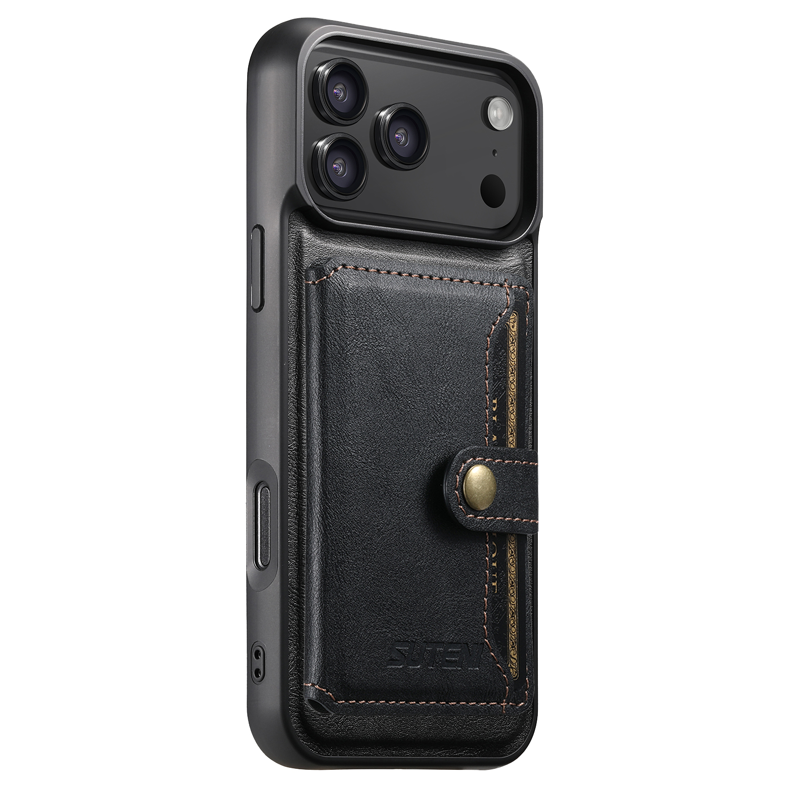 SUTENI M4 Wireless Charging Luxury Faux Leather Magnet Phone Case Card Holder Stand For iPhone 17 Pro Max 16 Plus 15 14 13 12
