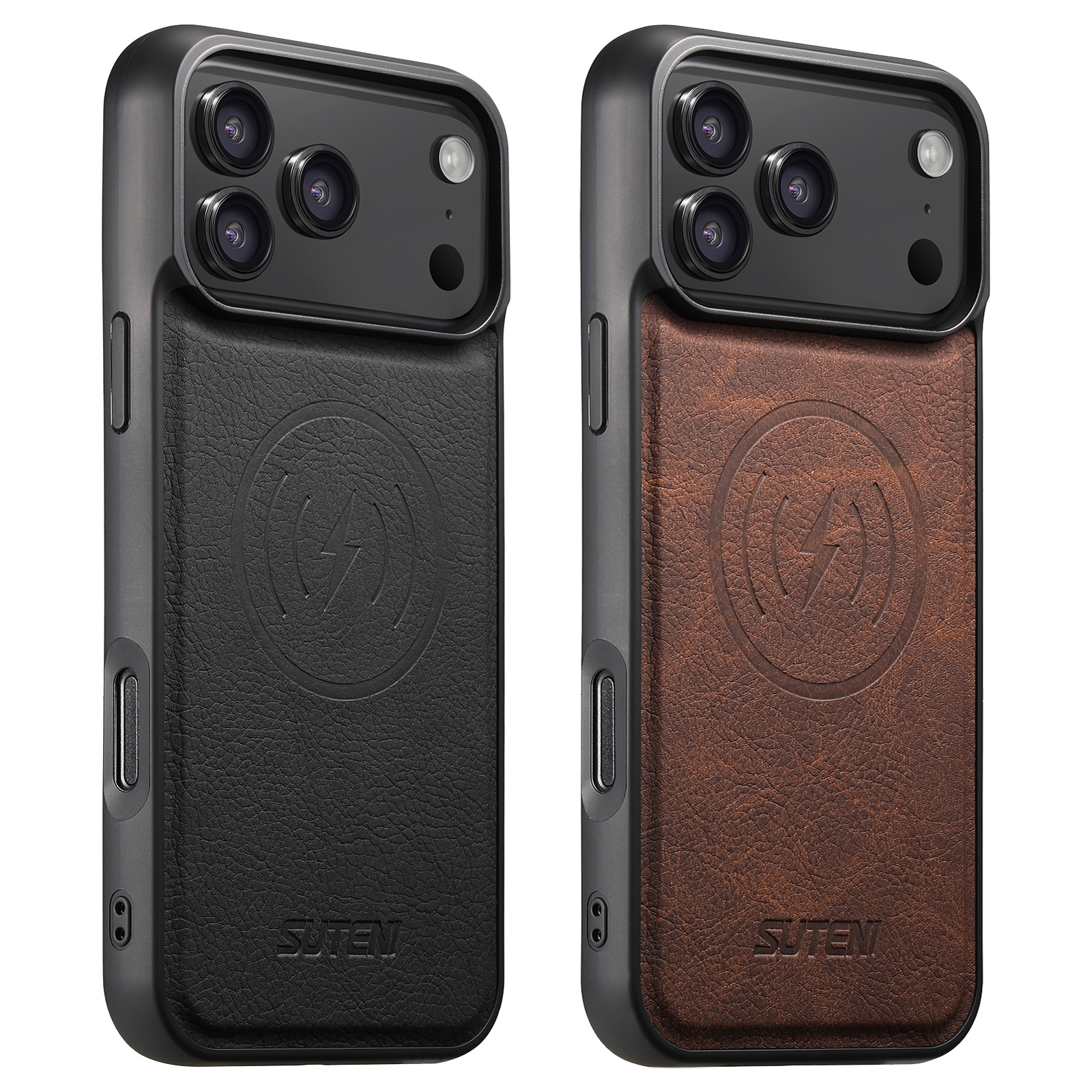 SUTENI G5LZ Frosted Feel Faux Leather Magnet Wireless Charging Phone Case For iPhone 17 Pro Max 16 Plus 15 14 13
