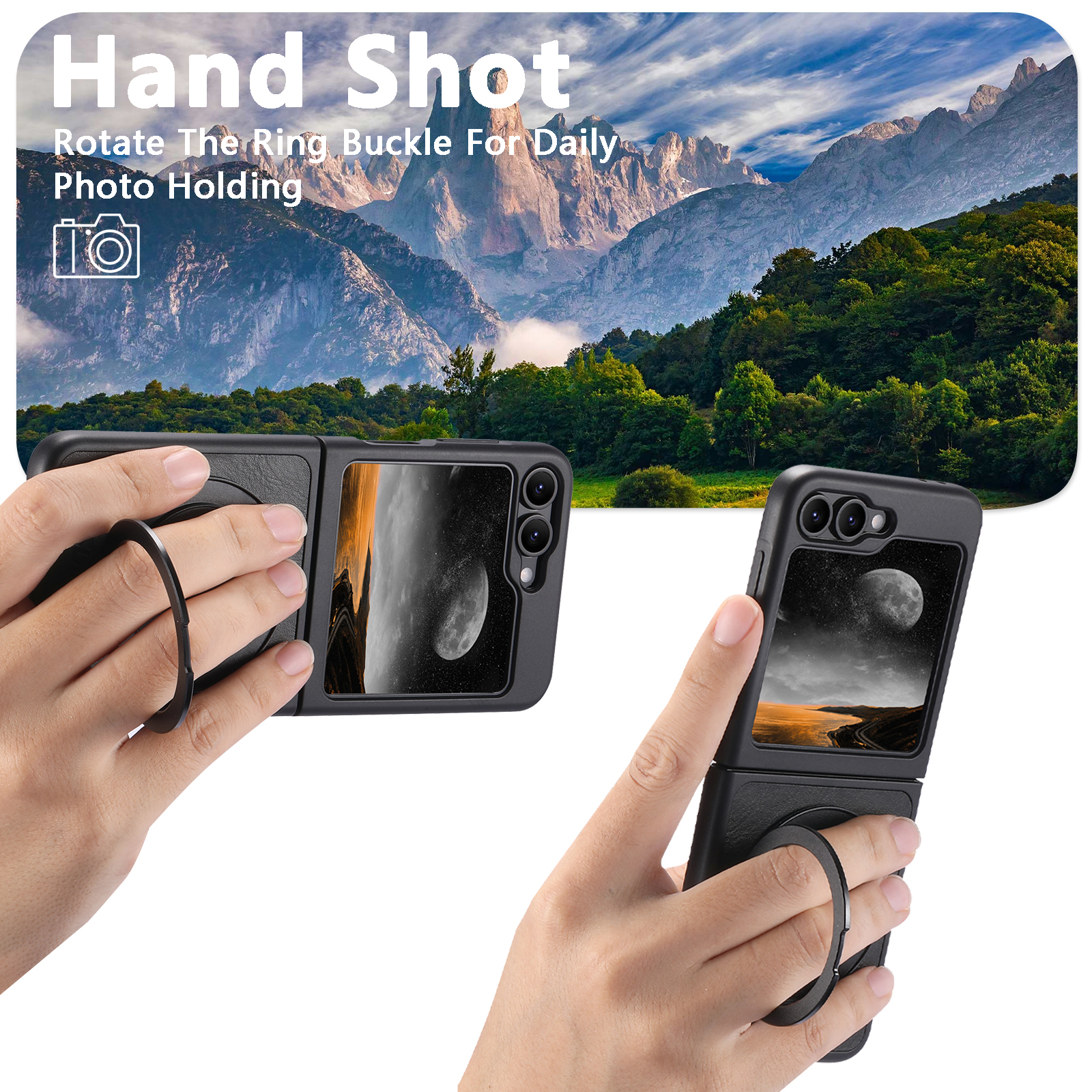 SUTENI Magnet Wireless Charging G3YL Phone Case Oil Wax Faux Leather 360° Rotating Stand Buckle For Samsung Galaxy Z Flip 7 6 5