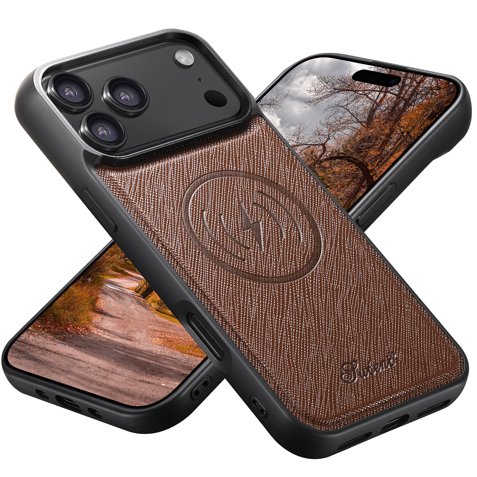 SUTENI H18SZ-DK Wireless Charging Phone Case Luxury Faux Leather Magnet For iPhone 17 Pro Max 16 Plus 15 14 13 12