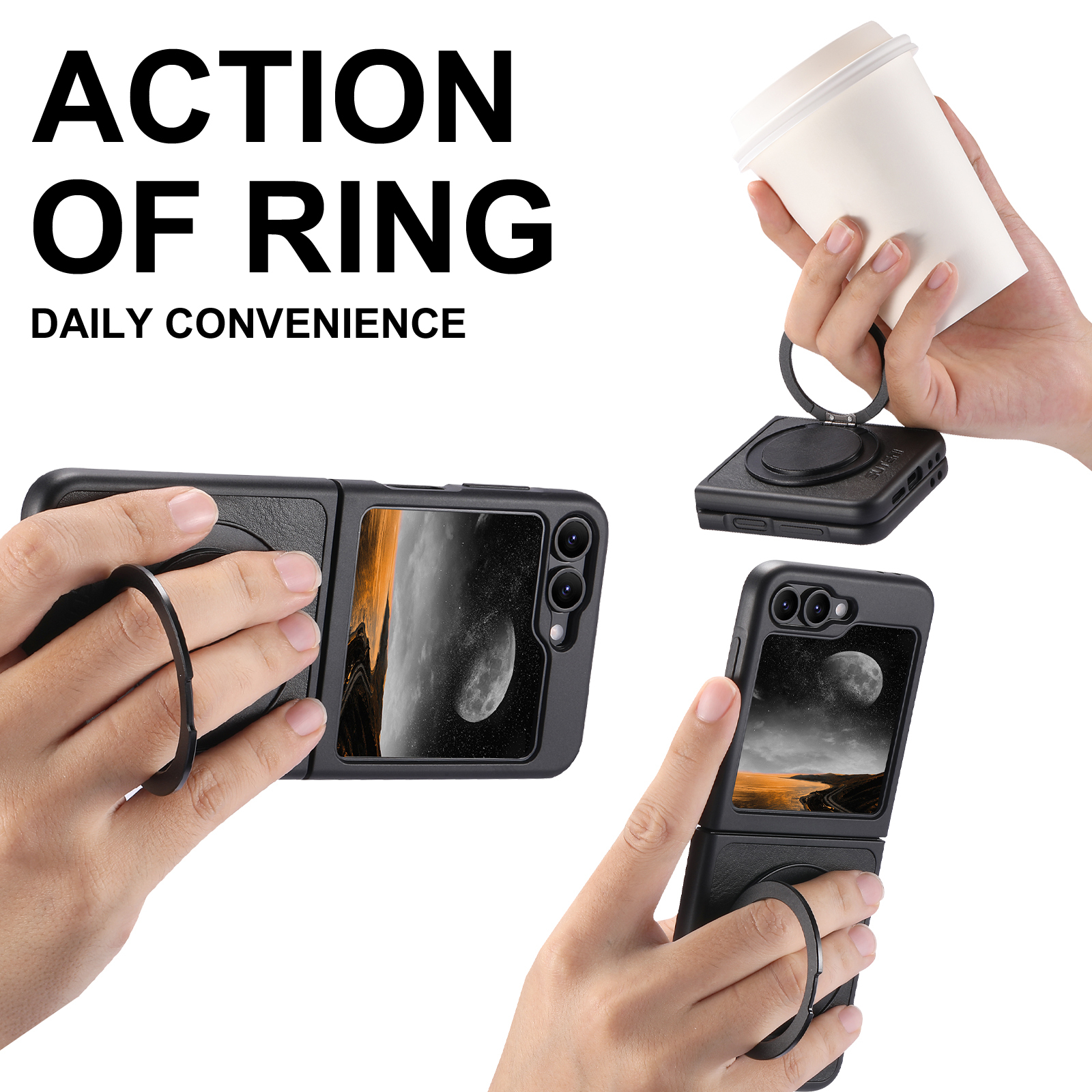 SUTENI Magnet Wireless Charging G3YL Phone Case Oil Wax Faux Leather 360° Rotating Stand Buckle For Samsung Galaxy Z Flip 7 6 5