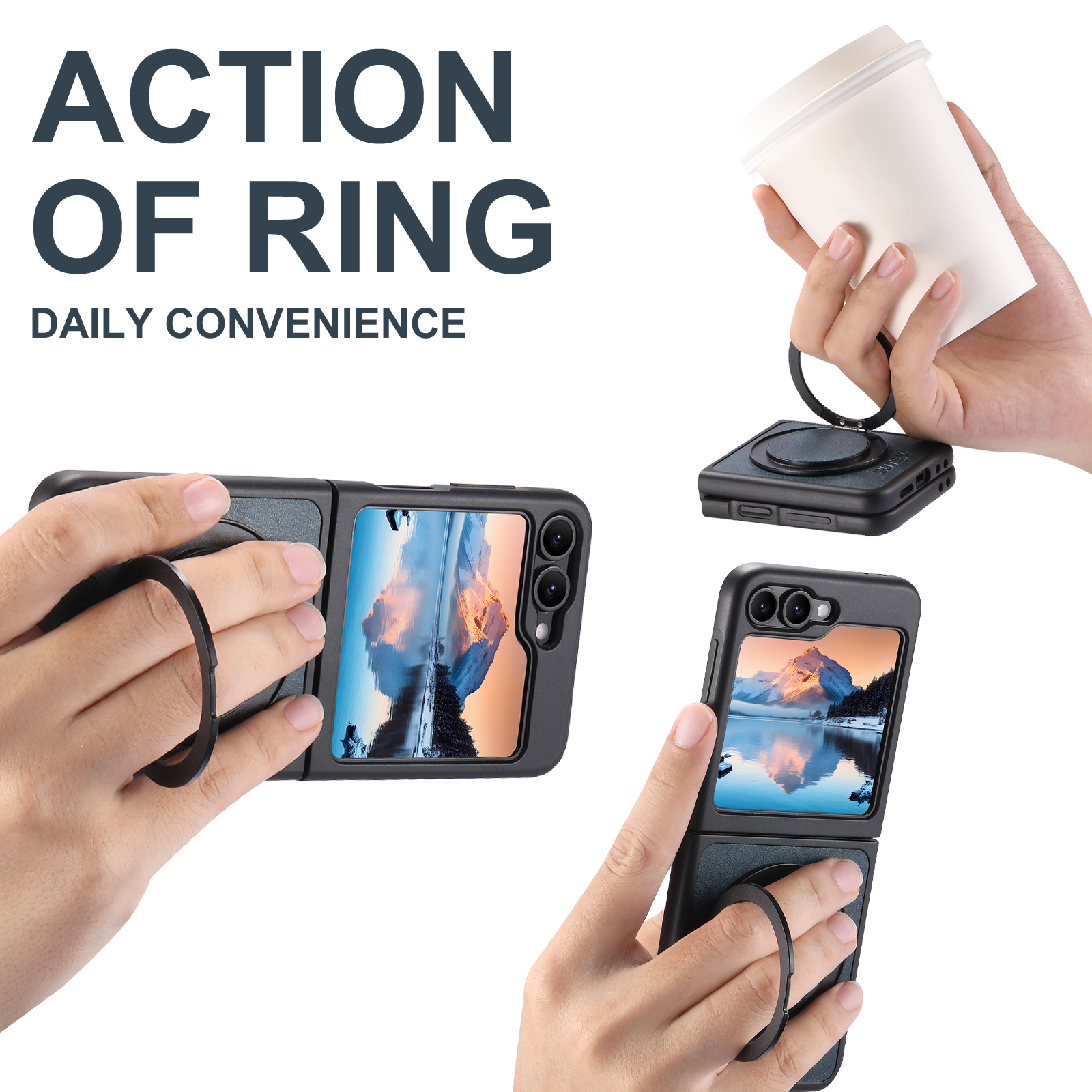 SUTENI Magnet Wireless Charging G3YL Phone Case Oil Wax Faux Leather 360° Rotating Stand Buckle For Samsung Galaxy Z Flip 7 6 5