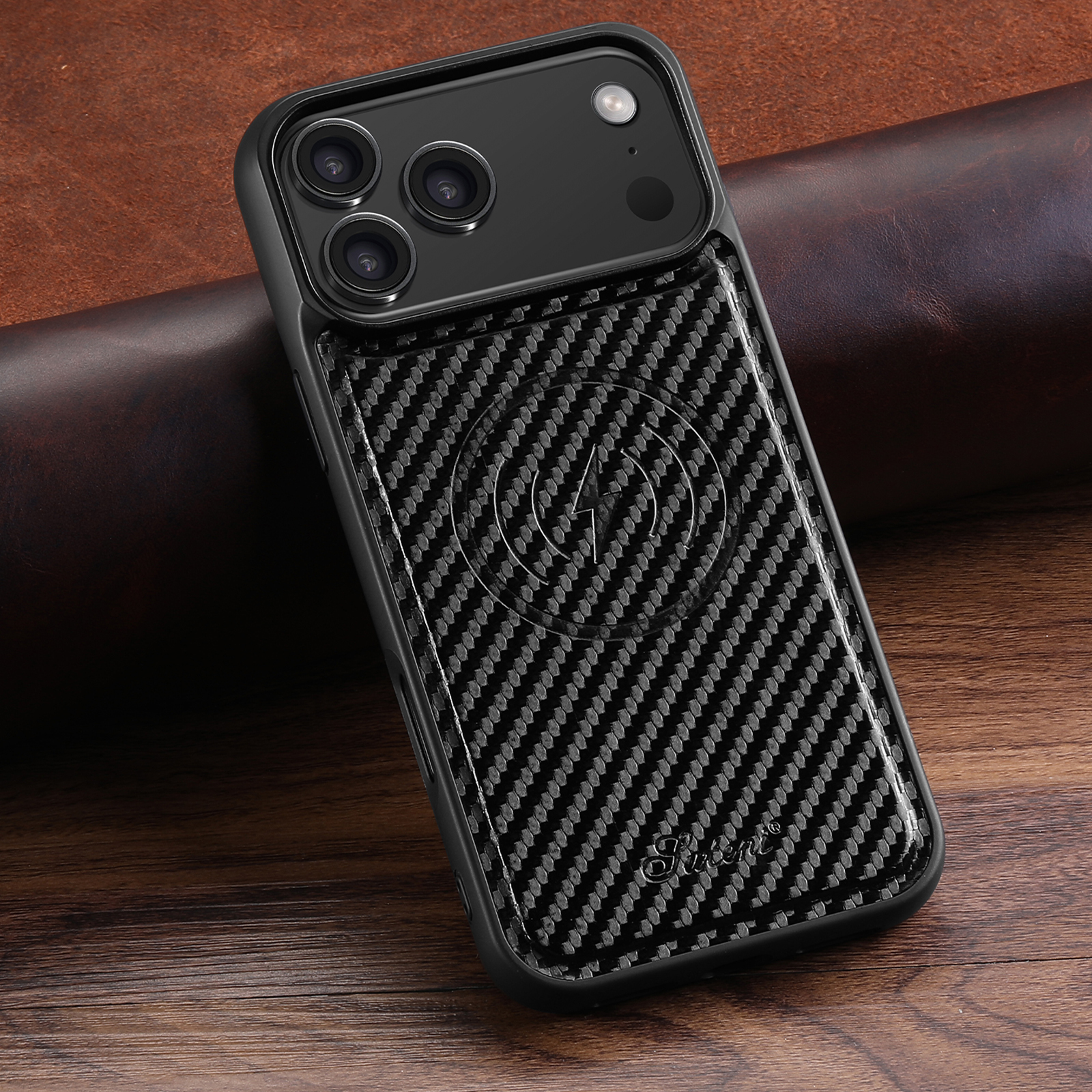 SUTENI H18TXW-DK Luxury Faux Leather Phone Case Wireless Charging Magnet Tartan For iPhone 17 Pro Max 16 Plus 15 14 13 12