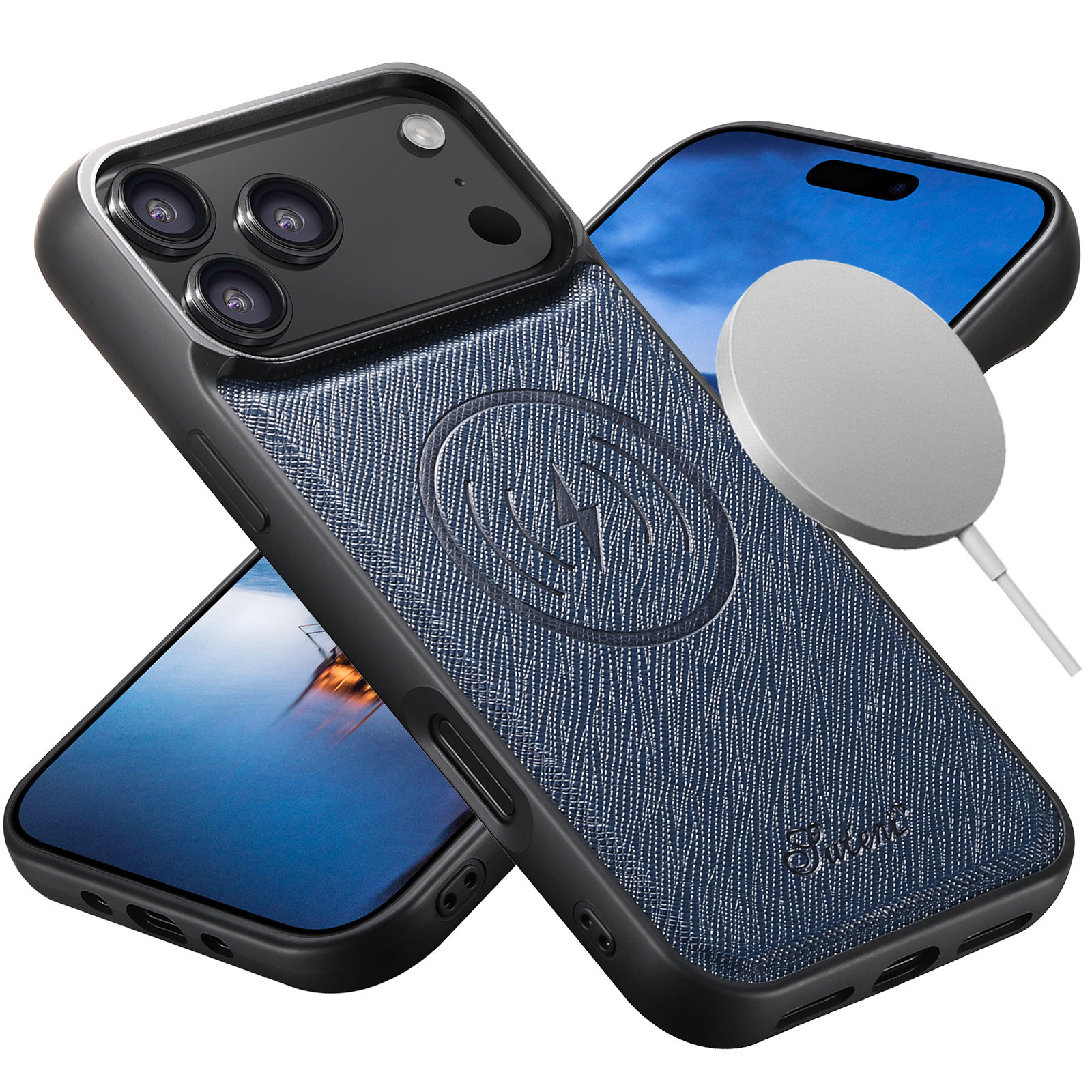 SUTENI H18SZ-DK Wireless Charging Phone Case Luxury Faux Leather Magnet For iPhone 17 Pro Max 16 Plus 15 14 13 12