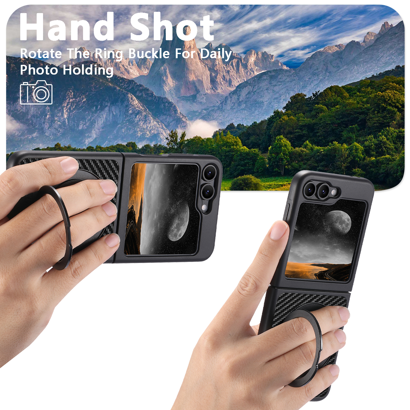 SUTENI G3TXW Mobile Phone Case Magnet Wireless Charging 360° Rotating Stand Faux Leather Ring Buckle For Samsung Galaxy Z Flip 7 6 5