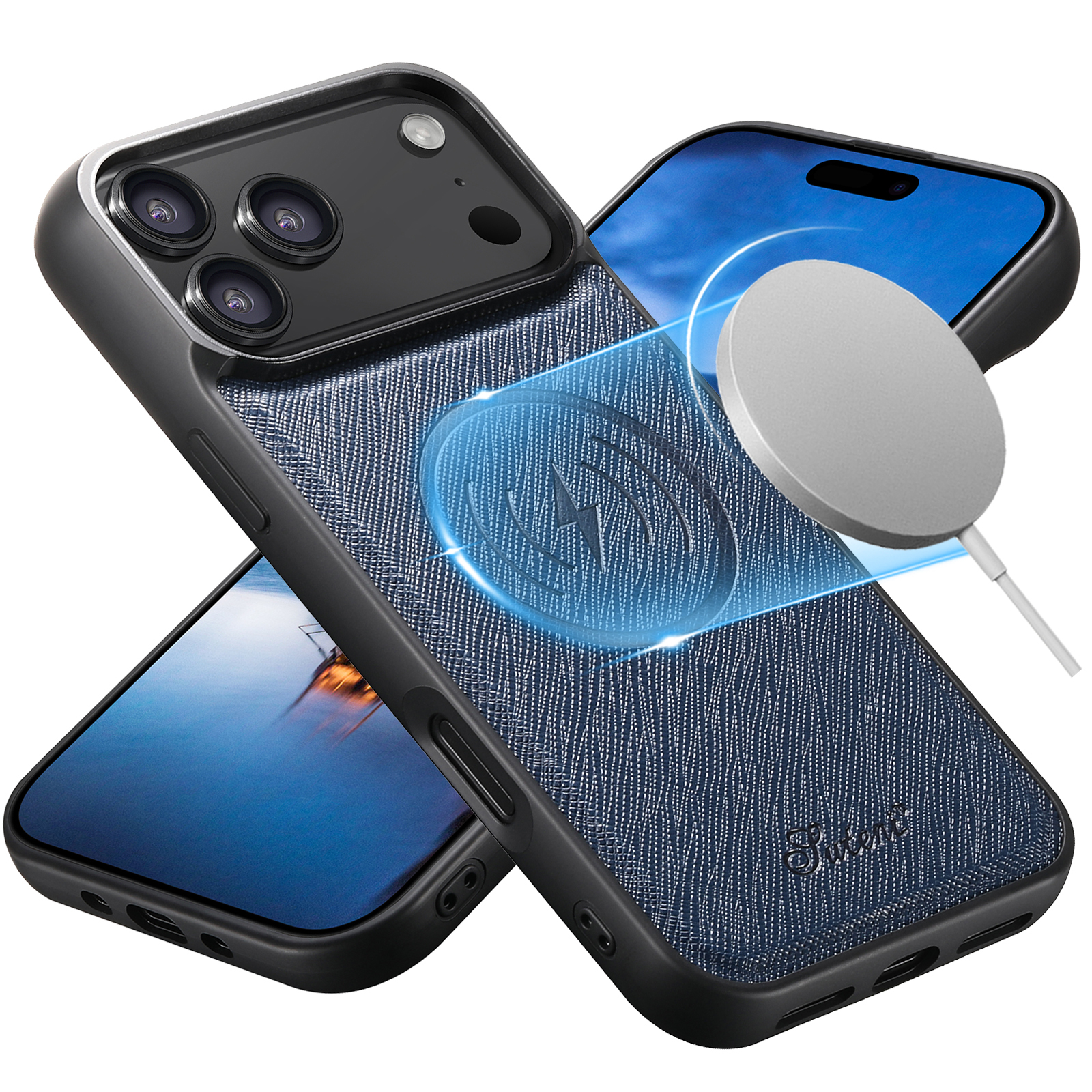 SUTENI H18SZ-DK Wireless Charging Phone Case Luxury Faux Leather Magnet For iPhone 17 Pro Max 16 Plus 15 14 13 12