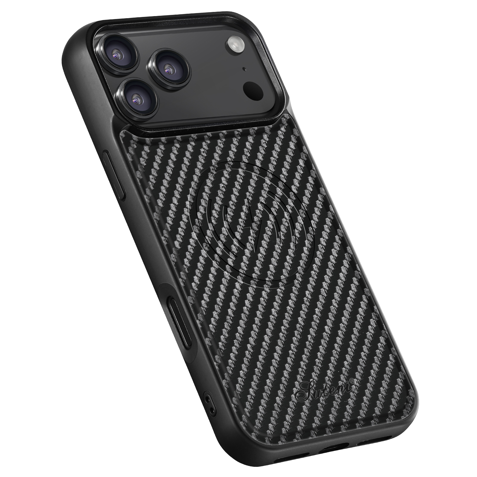 SUTENI H18TXW-DK Luxury Faux Leather Phone Case Wireless Charging Magnet Tartan For iPhone 17 Pro Max 16 Plus 15 14 13 12