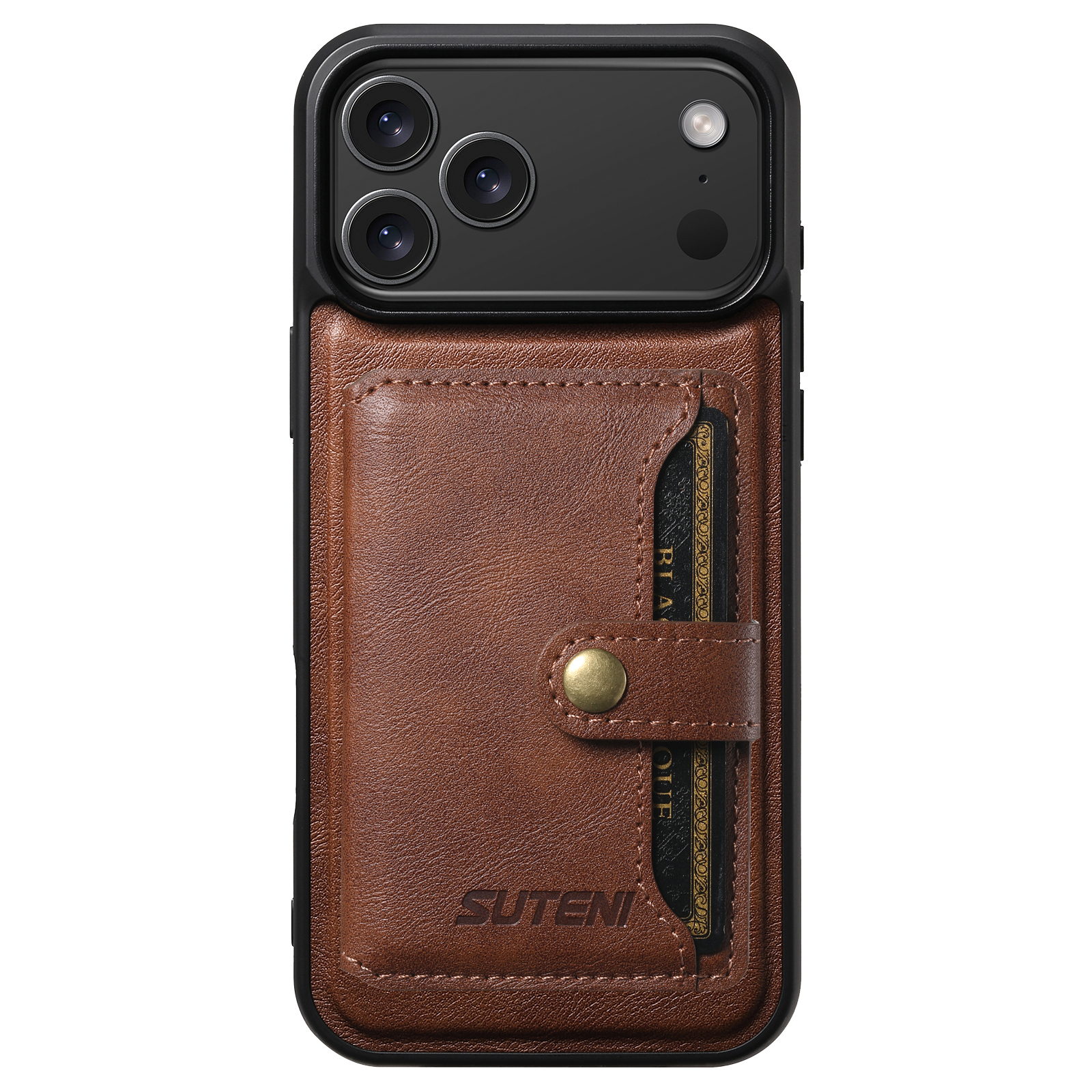 SUTENI M4 Wireless Charging Luxury Faux Leather Magnet Phone Case Card Holder Stand For iPhone 17 Pro Max 16 Plus 15 14 13 12