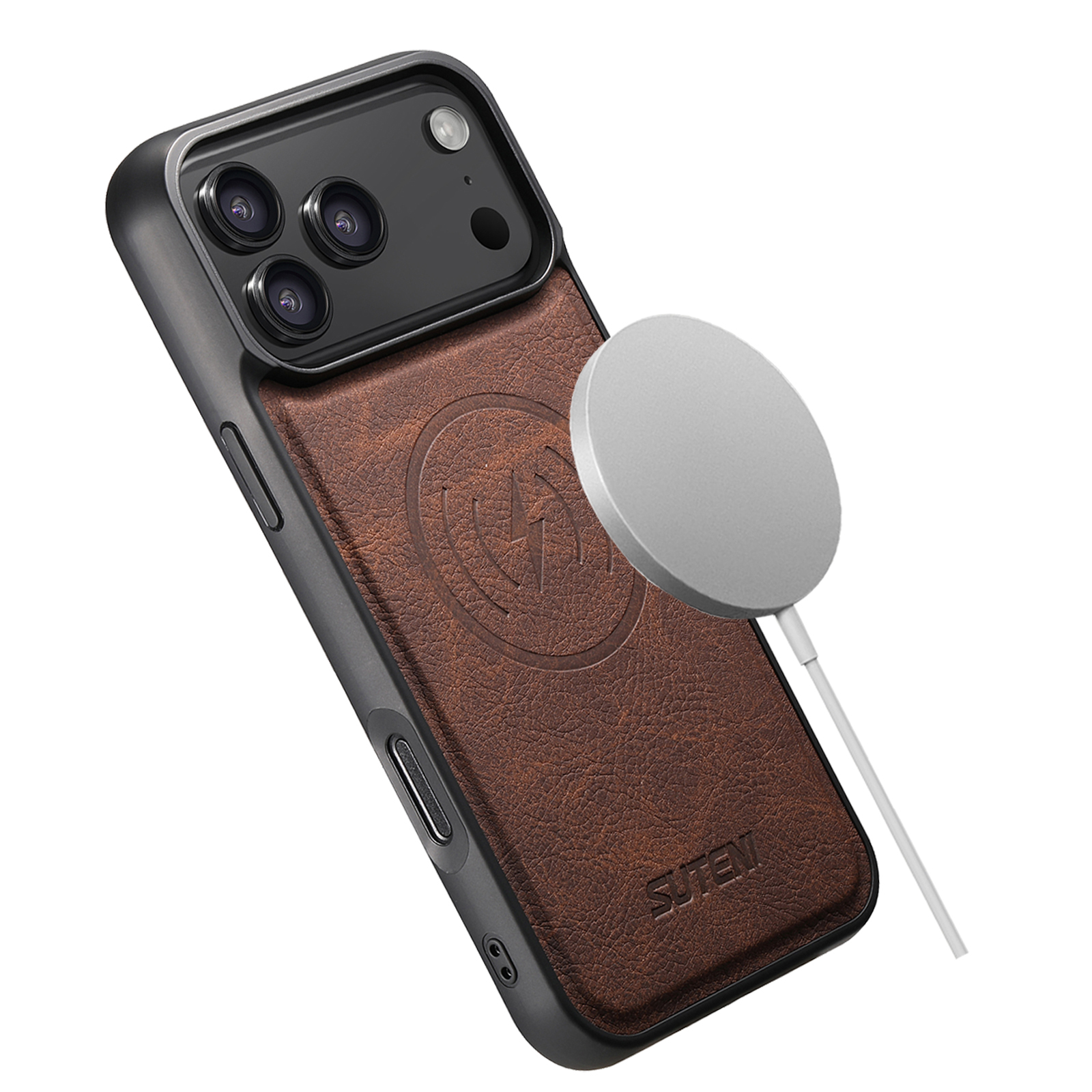 SUTENI G5LZ Frosted Feel Faux Leather Magnet Wireless Charging Phone Case For iPhone 17 Pro Max 16 Plus 15 14 13