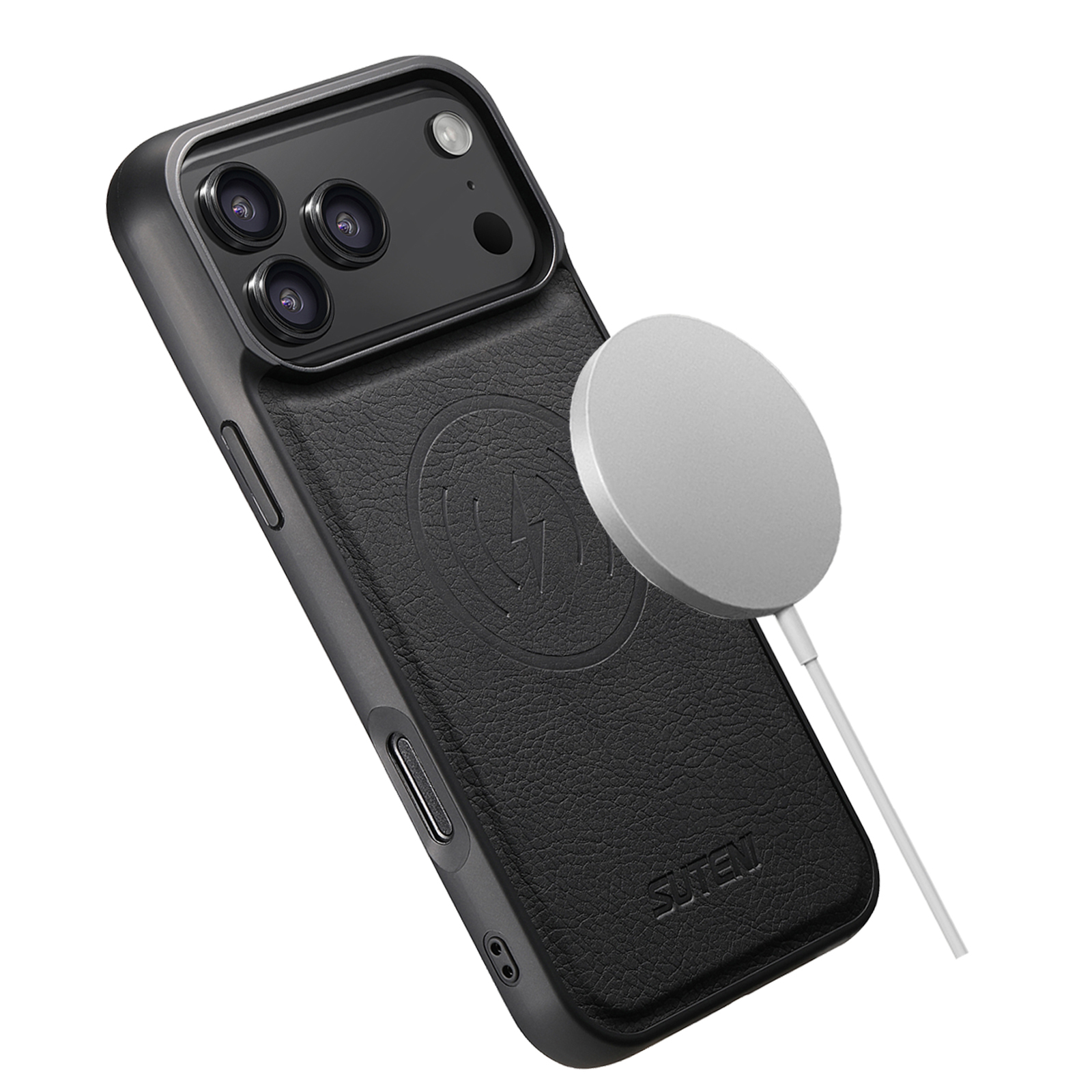 SUTENI G5LZ Frosted Feel Faux Leather Magnet Wireless Charging Phone Case For iPhone 17 Pro Max 16 Plus 15 14 13