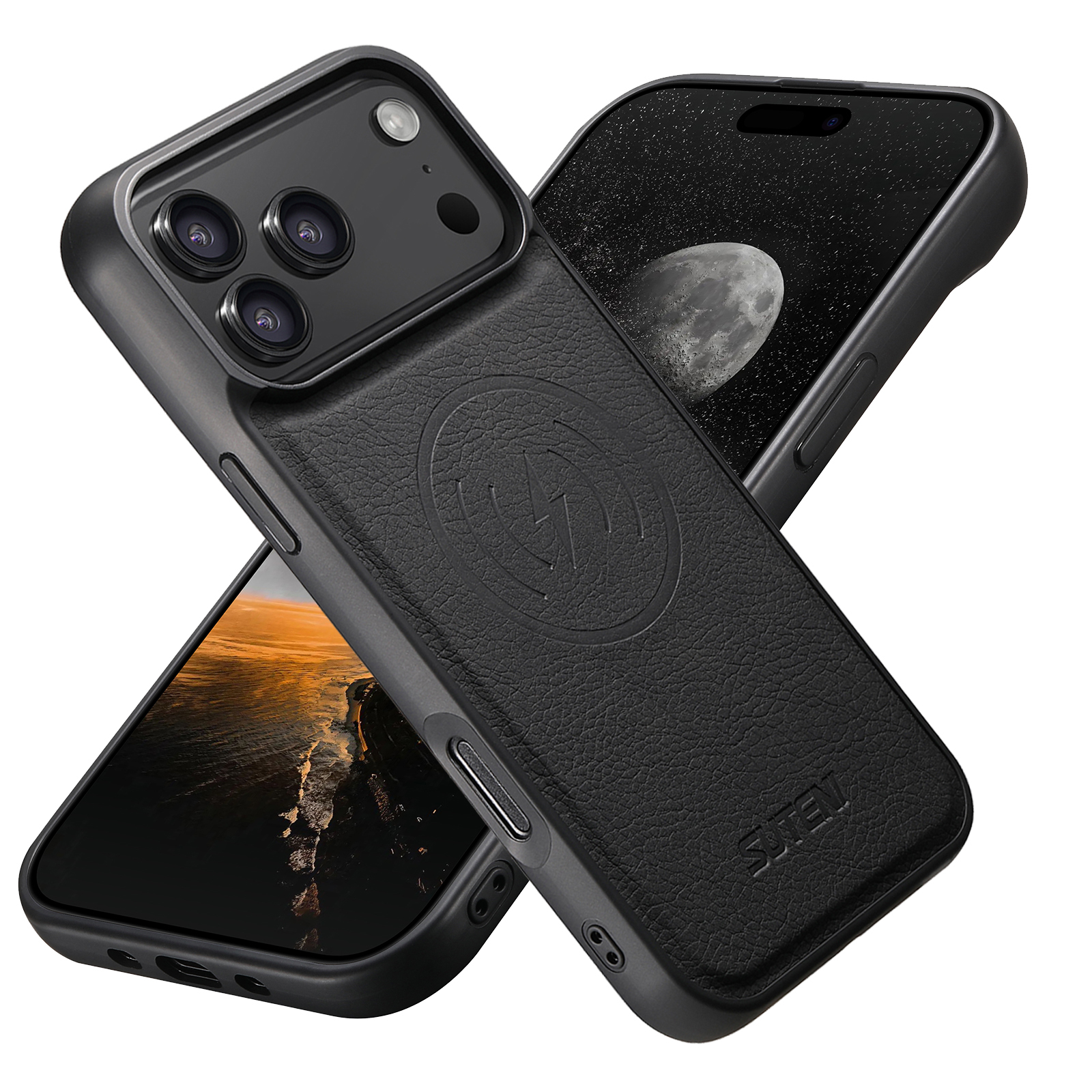 SUTENI G5LZ Frosted Feel Faux Leather Magnet Wireless Charging Phone Case For iPhone 17 Pro Max 16 Plus 15 14 13