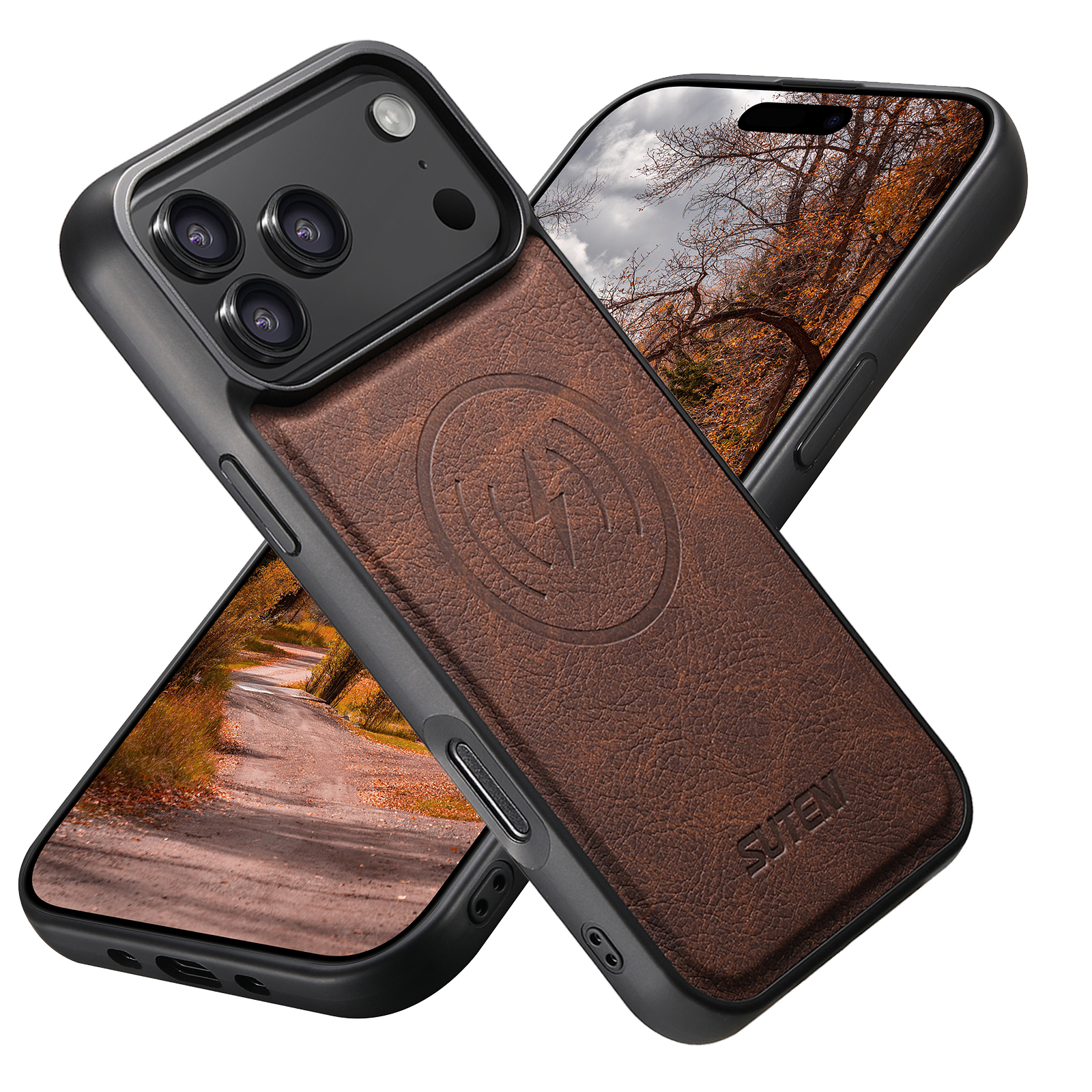 SUTENI G5LZ Frosted Feel Faux Leather Magnet Wireless Charging Phone Case For iPhone 17 Pro Max 16 Plus 15 14 13