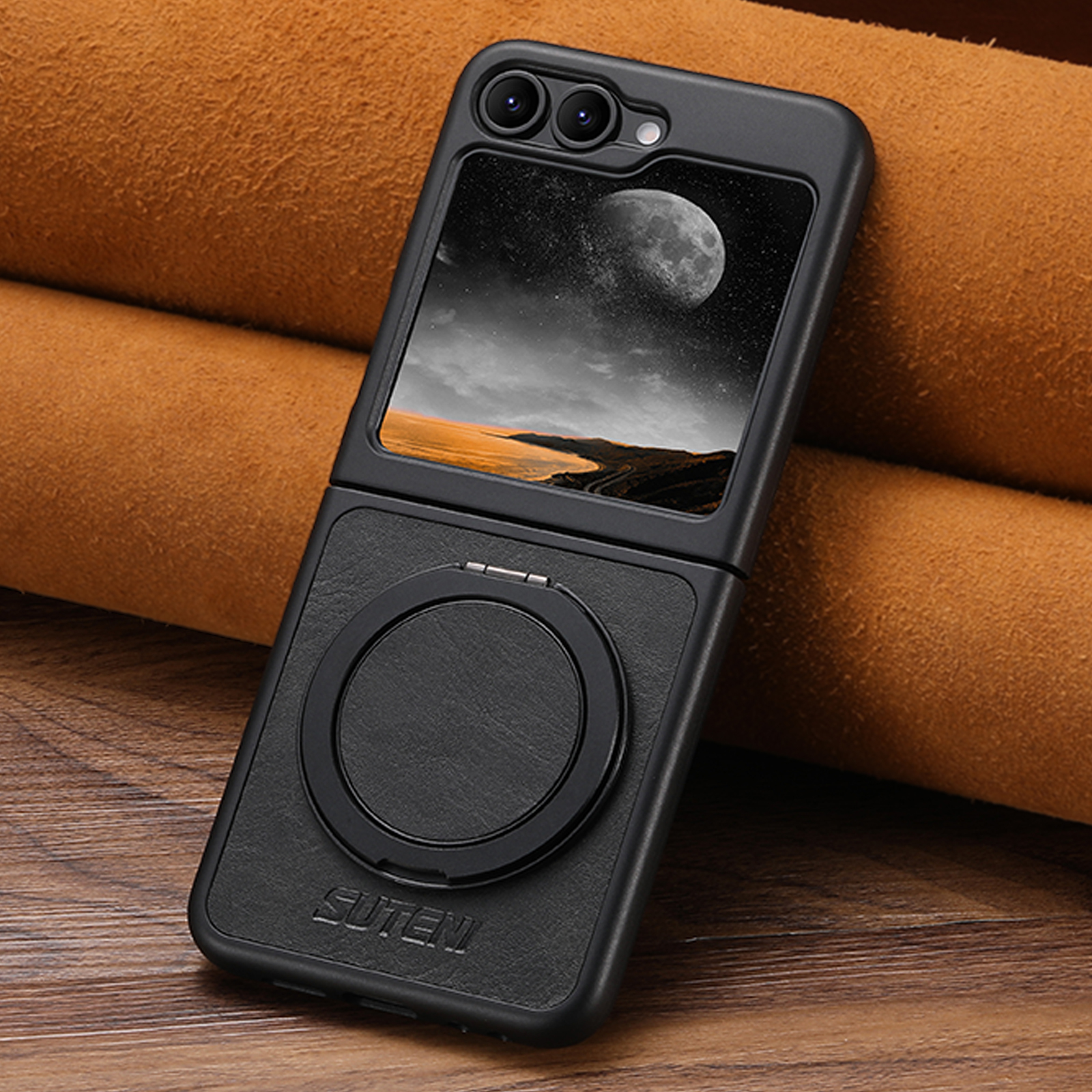 SUTENI Magnet Wireless Charging G3YL Phone Case Oil Wax Faux Leather 360° Rotating Stand Buckle For Samsung Galaxy Z Flip 7 6 5
