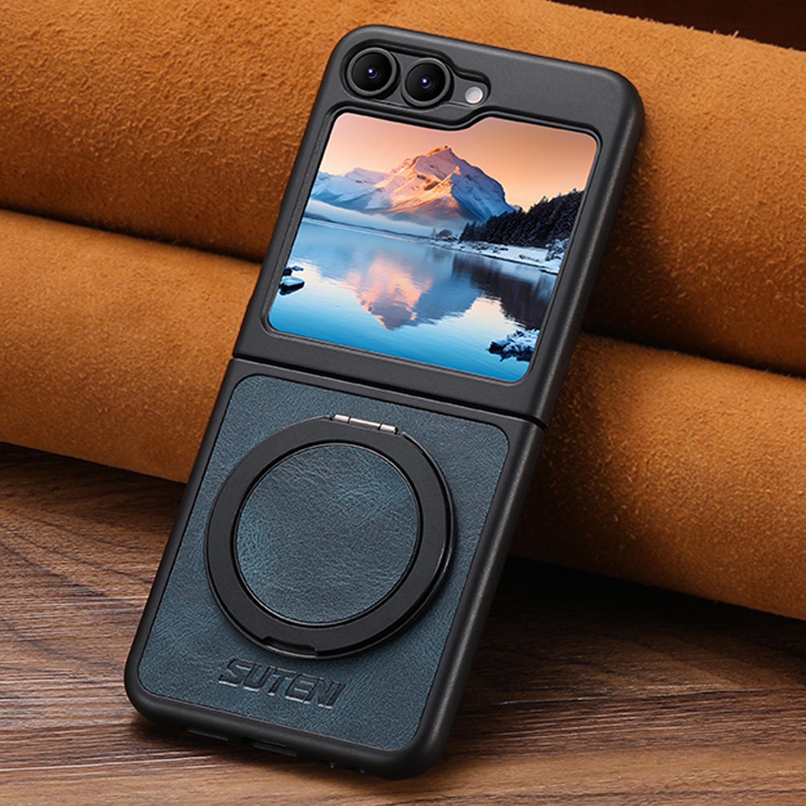 SUTENI Magnet Wireless Charging G3YL Phone Case Oil Wax Faux Leather 360° Rotating Stand Buckle For Samsung Galaxy Z Flip 7 6 5