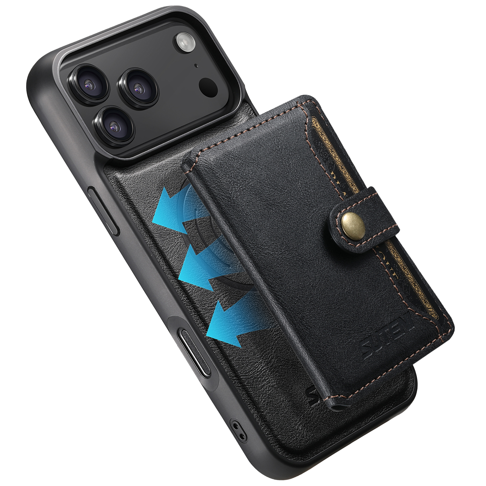 SUTENI M4 Wireless Charging Luxury Faux Leather Magnet Phone Case Card Holder Stand For iPhone 17 Pro Max 16 Plus 15 14 13 12