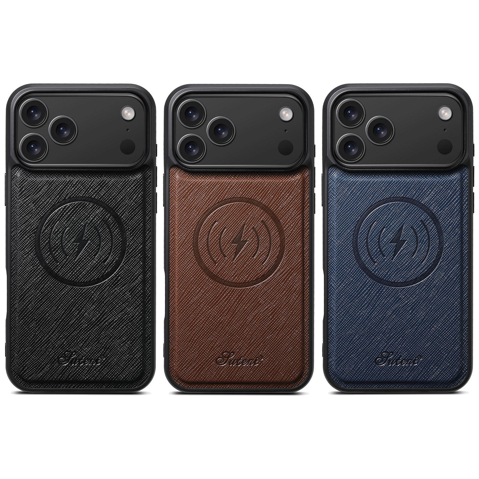 SUTENI H18SZ-DK Wireless Charging Phone Case Luxury Faux Leather Magnet For iPhone 17 Pro Max 16 Plus 15 14 13 12