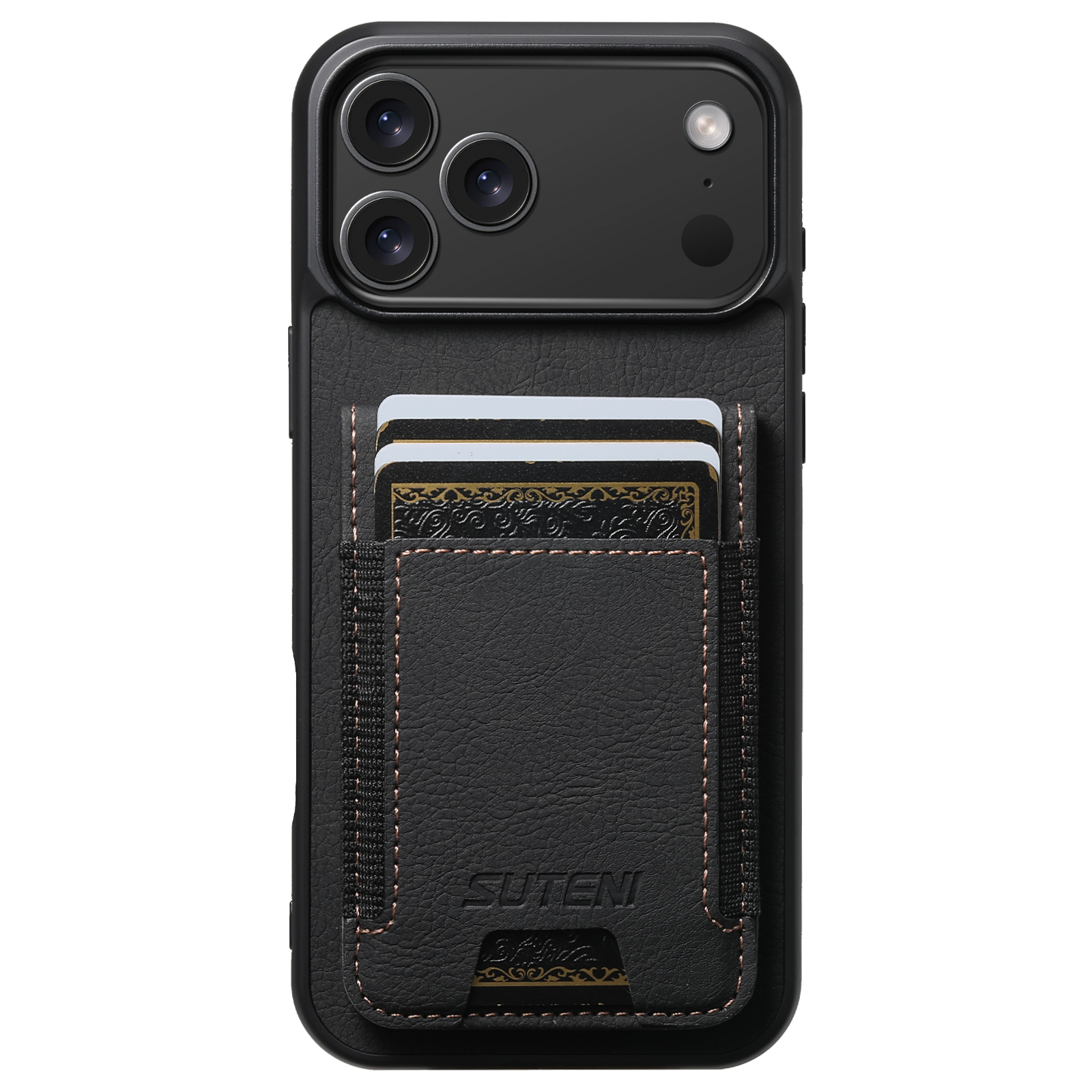 SUTENI H03LZ Luxury Faux Leather Card Holder Stand Phone Case Frosted Feel For iPhone 17 Pro Max 16 Plus 15 14 13 12