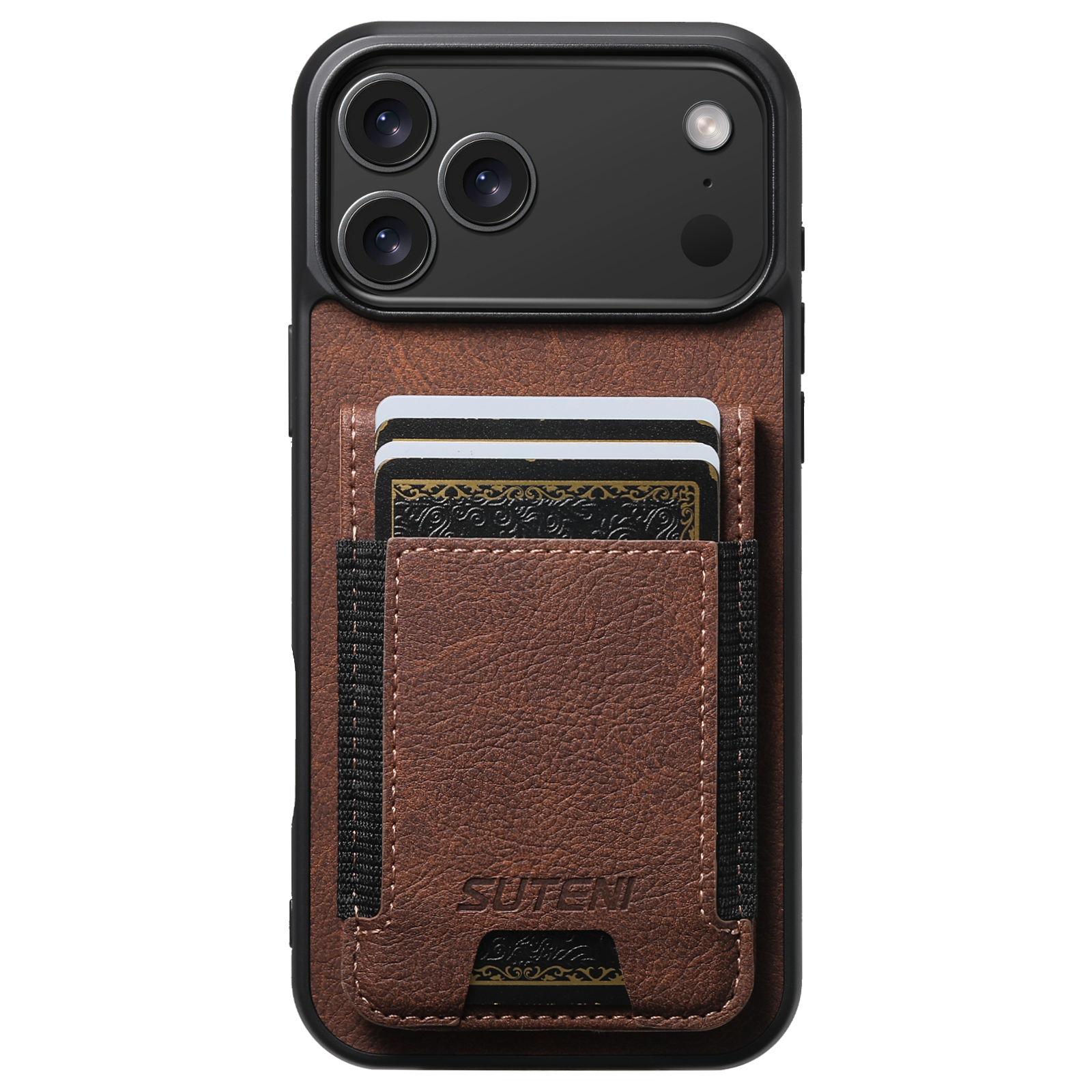 SUTENI H03LZ Luxury Faux Leather Card Holder Stand Phone Case Frosted Feel For iPhone 17 Pro Max 16 Plus 15 14 13 12
