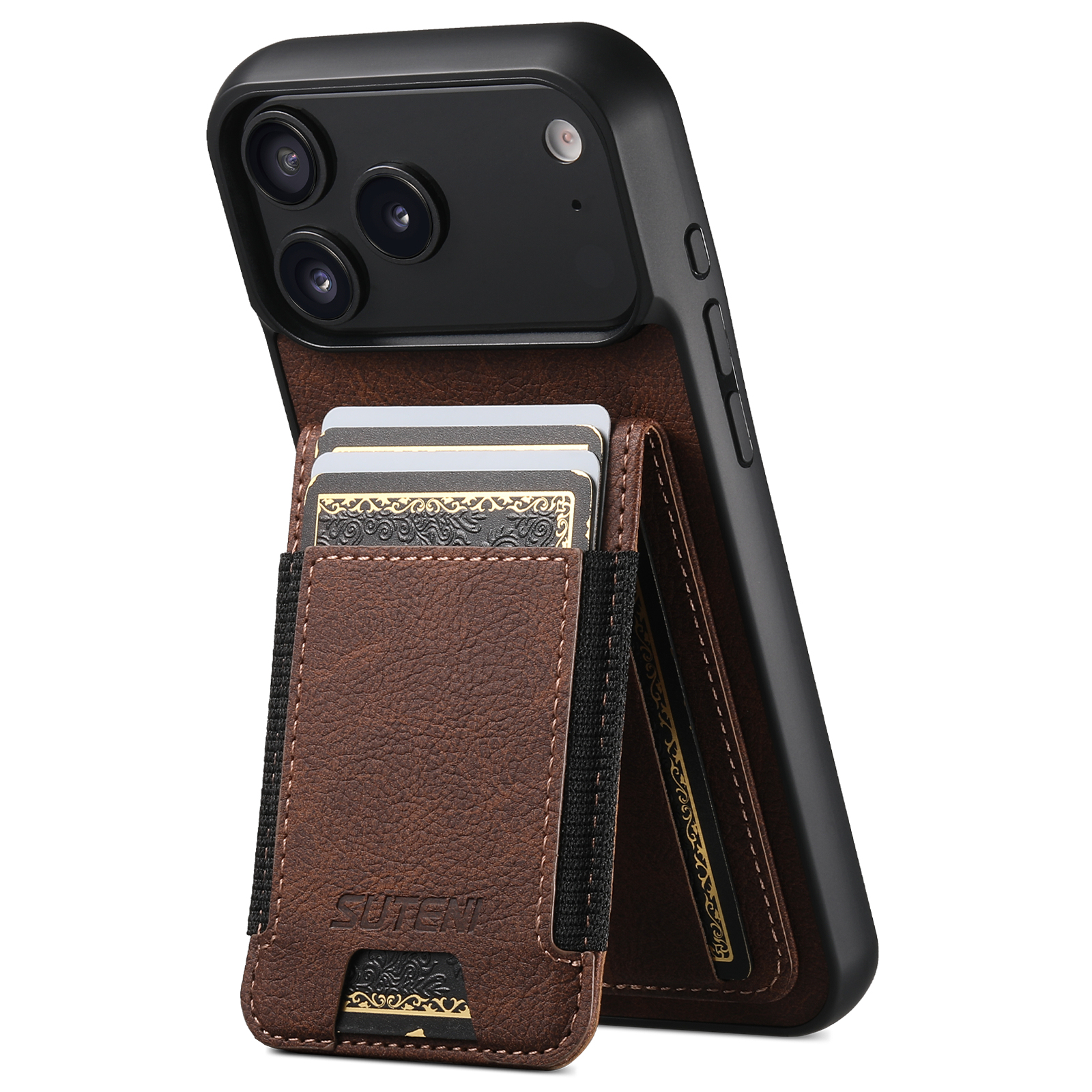 SUTENI H03LZ Luxury Faux Leather Card Holder Stand Phone Case Frosted Feel For iPhone 17 Pro Max 16 Plus 15 14 13 12