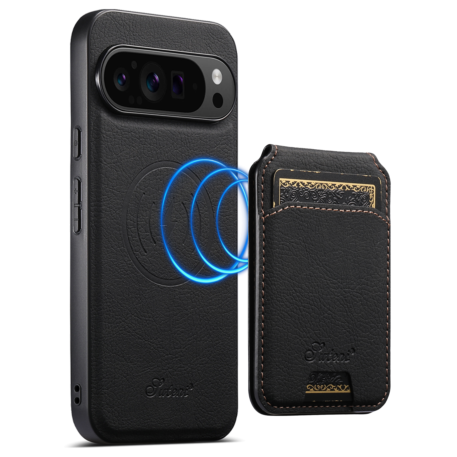 SUTENI H16 Wireless Charging Phone Case Magnet Card Holder Stand Faux Leather For Google Pixel 10ProXL 9 8A 7 6