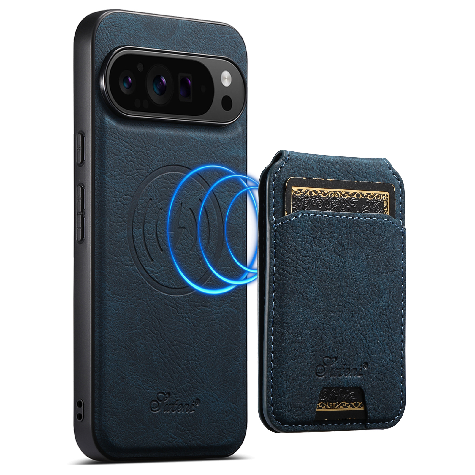 SUTENI H16 Wireless Charging Phone Case Magnet Card Holder Stand Faux Leather For Google Pixel 10ProXL 9 8A 7 6