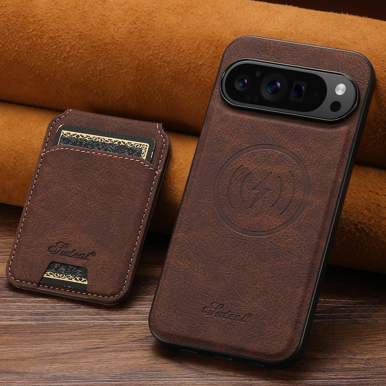 SUTENI H16 Wireless Charging Phone Case Magnet Card Holder Stand Faux Leather For Google Pixel 10ProXL 9 8A 7 6