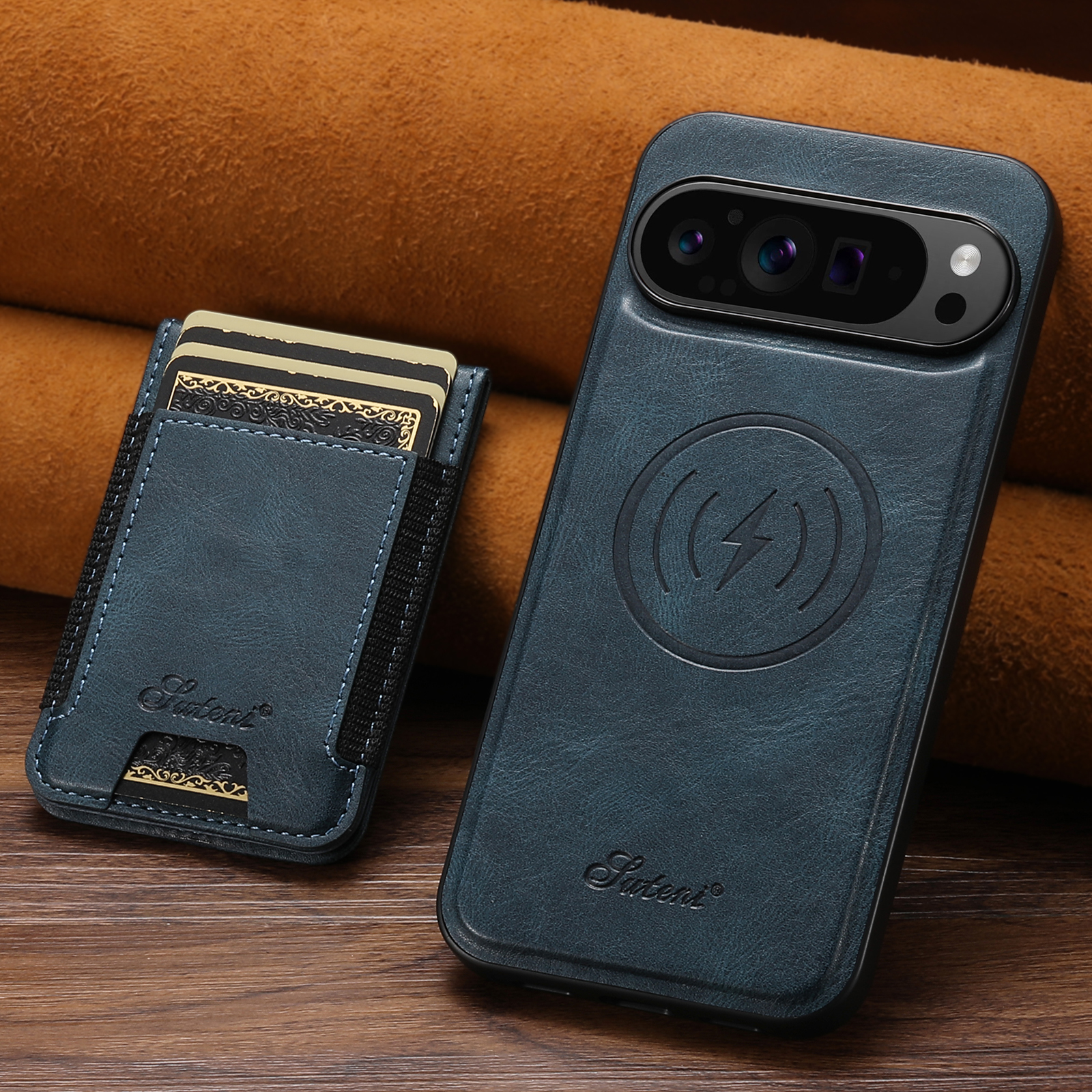 SUTENI H17YL Faux Leather Phone Case Wireless Charging Magnet Card Holder Stand For Google Pixel 10ProXL 9 8A 7 6