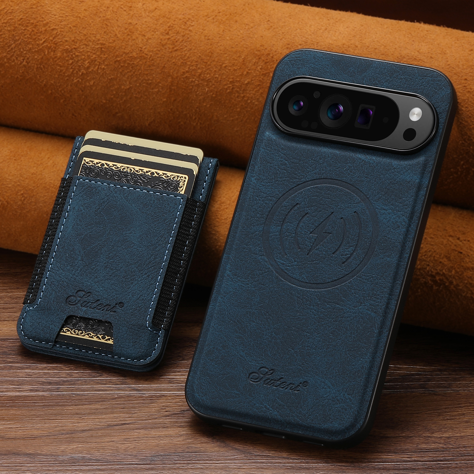 SUTENI H17LZ Magnet Wireless Charging Card Holder Stand Luxury Faux Leather Phone Case For Google Pixel 10ProXL 9 8A 7 6