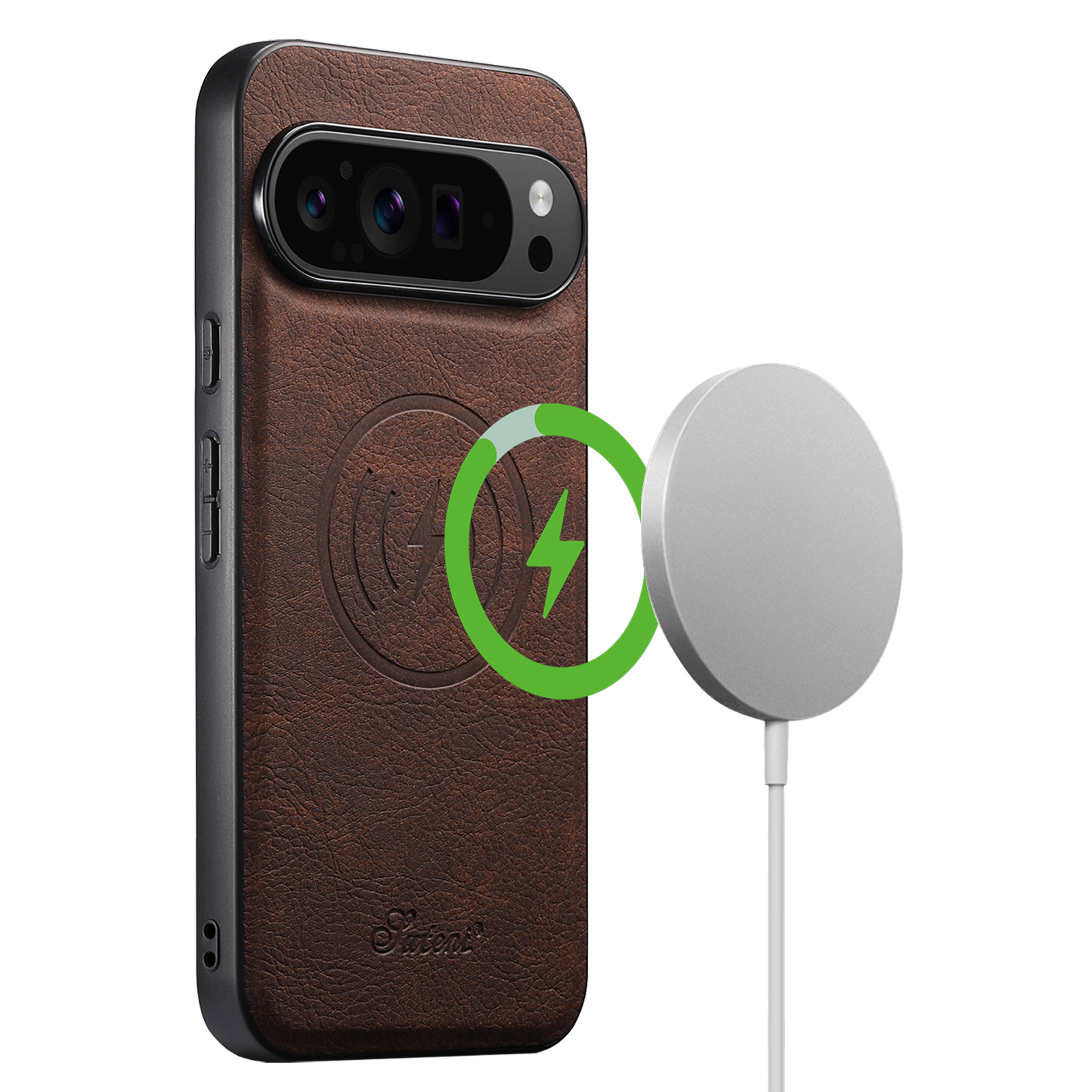 SUTENI H16DK Luxury Faux Leather Phone Case Magnet Wireless Charging Frosted Feel For Google Pixel 10ProXL 9 8A 7 6