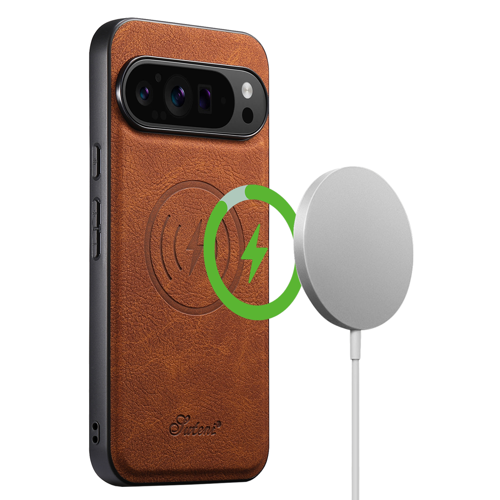 SUTENI H16DK Luxury Faux Leather Phone Case Magnet Wireless Charging Frosted Feel For Google Pixel 10ProXL 9 8A 7 6