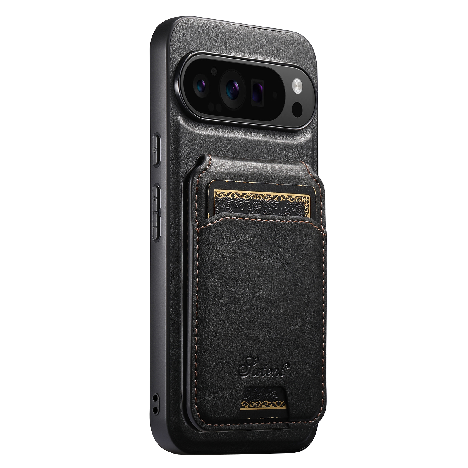 SUTENI H15 Wireless Charging Faux Leather Magnet Card Holder Stand Picture frame Phone Case For Google Pixel 10ProXL 9 8A 7 6