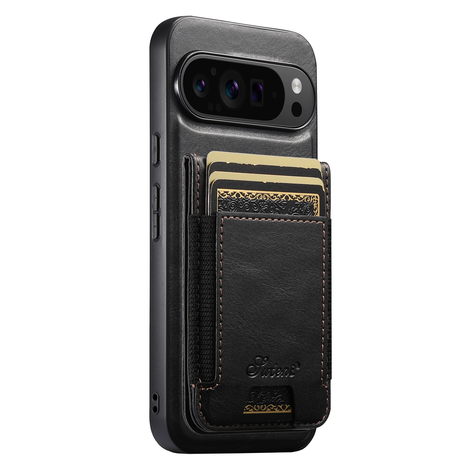 SUTENI H17YL Faux Leather Phone Case Wireless Charging Magnet Card Holder Stand For Google Pixel 10ProXL 9 8A 7 6