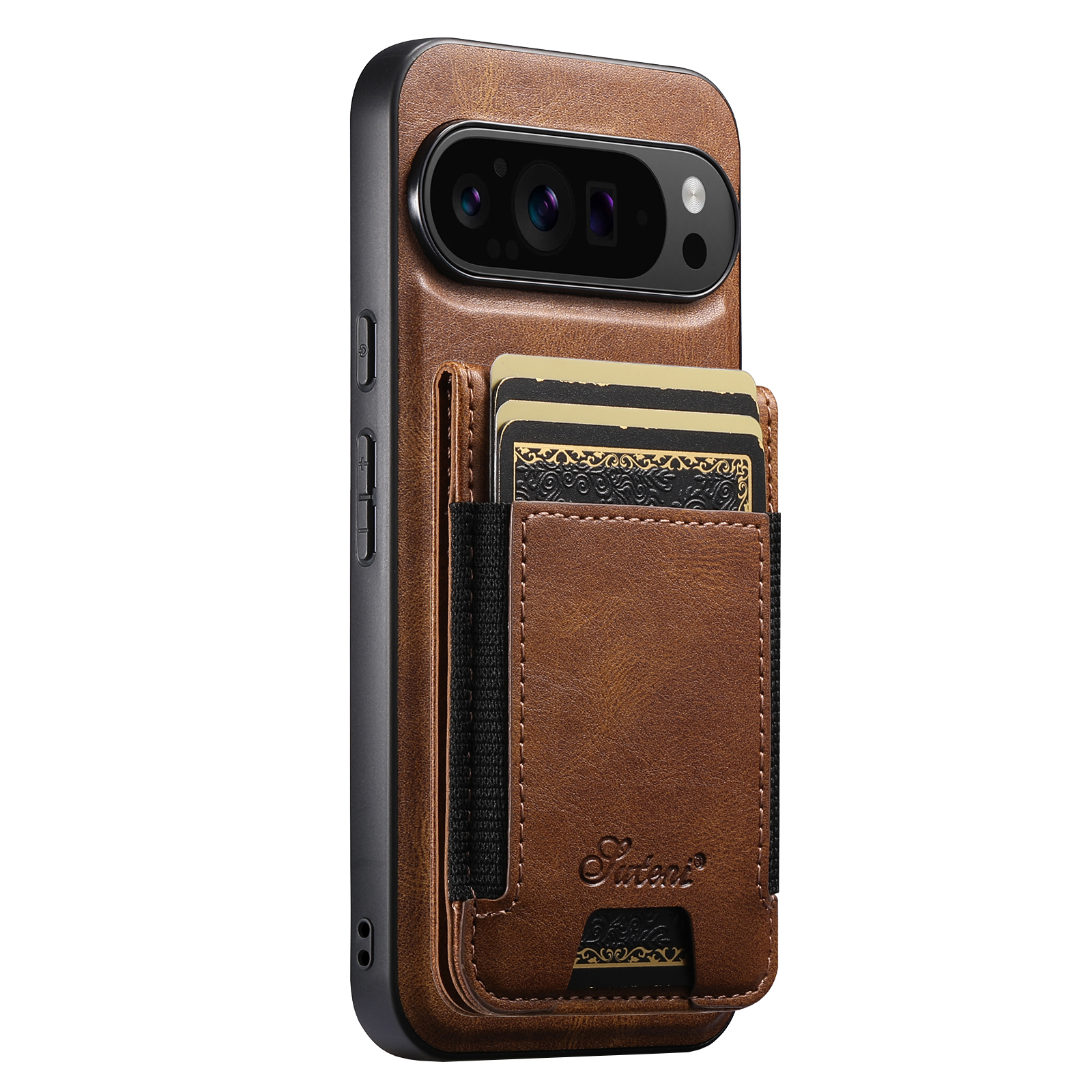 SUTENI H17YL Faux Leather Phone Case Wireless Charging Magnet Card Holder Stand For Google Pixel 10ProXL 9 8A 7 6